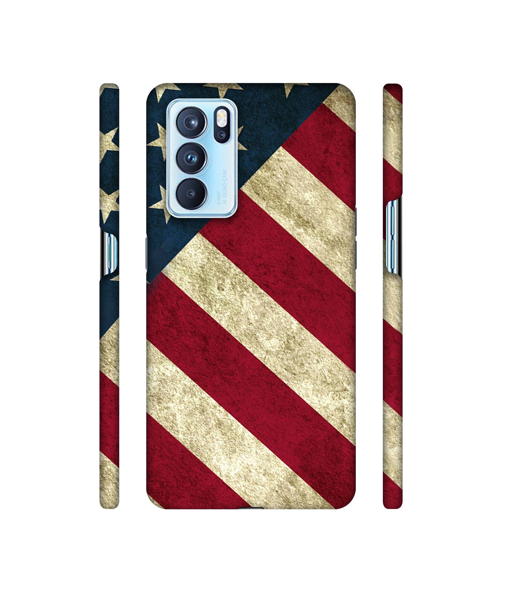 USA Flag Designer Hard Back Cover for Oppo Reno6 Pro 5G