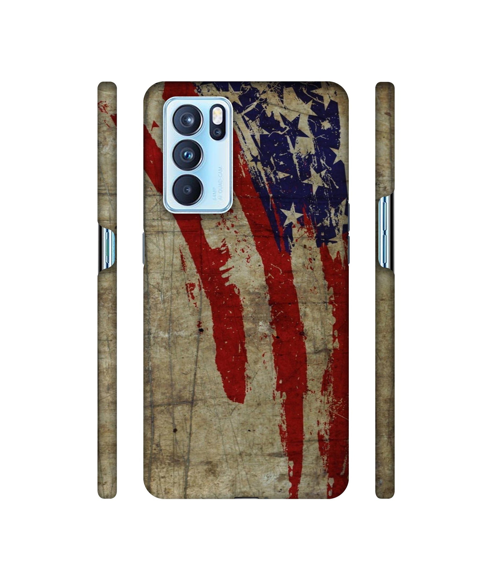 Vintage American Flag Designer Hard Back Cover for Oppo Reno6 Pro 5G
