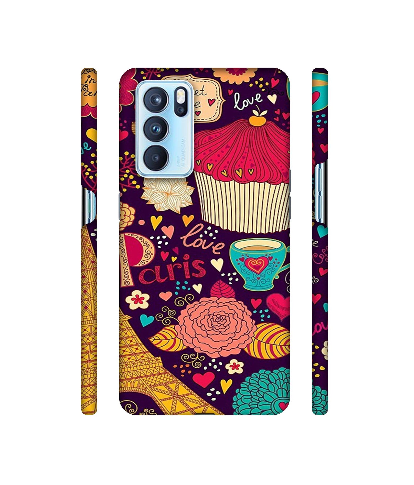 Paris Flower Love Designer Hard Back Cover for Oppo Reno6 Pro 5G