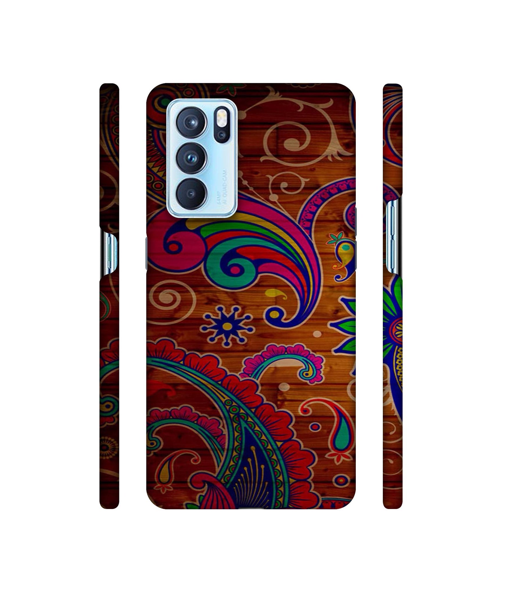 Wooden Pattern Print Designer Hard Back Cover for Oppo Reno6 Pro 5G