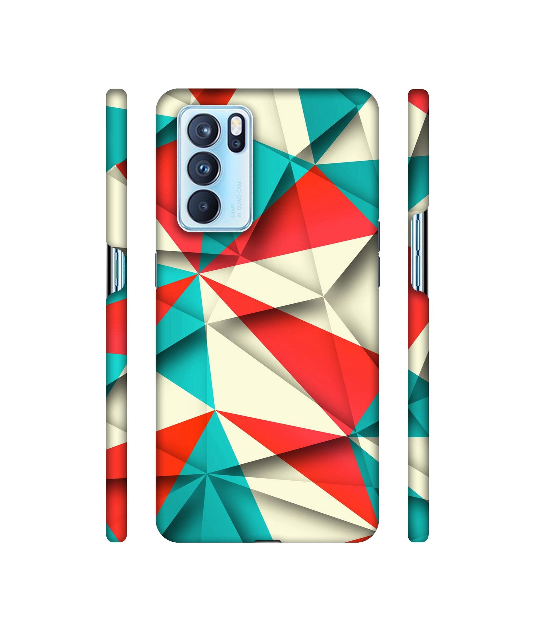 Red Blue White Pattern Designer Hard Back Cover for Oppo Reno6 Pro 5G