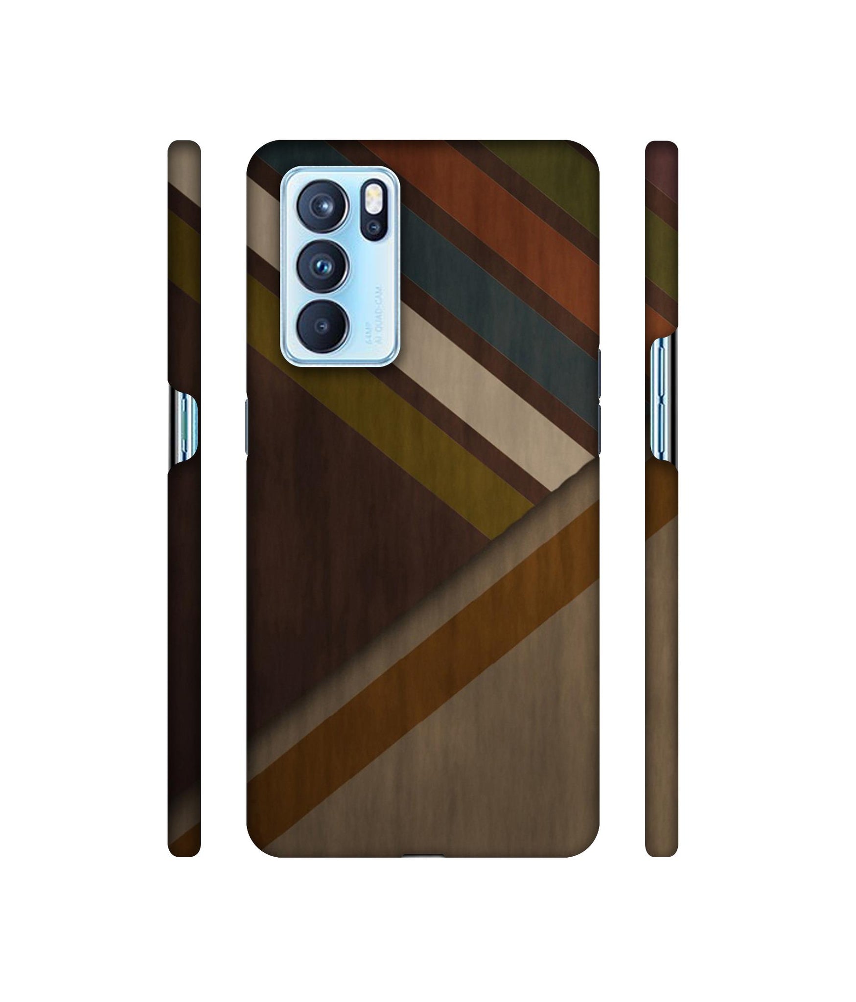 Colorful Wooden Pattern Designer Hard Back Cover for Oppo Reno6 Pro 5G