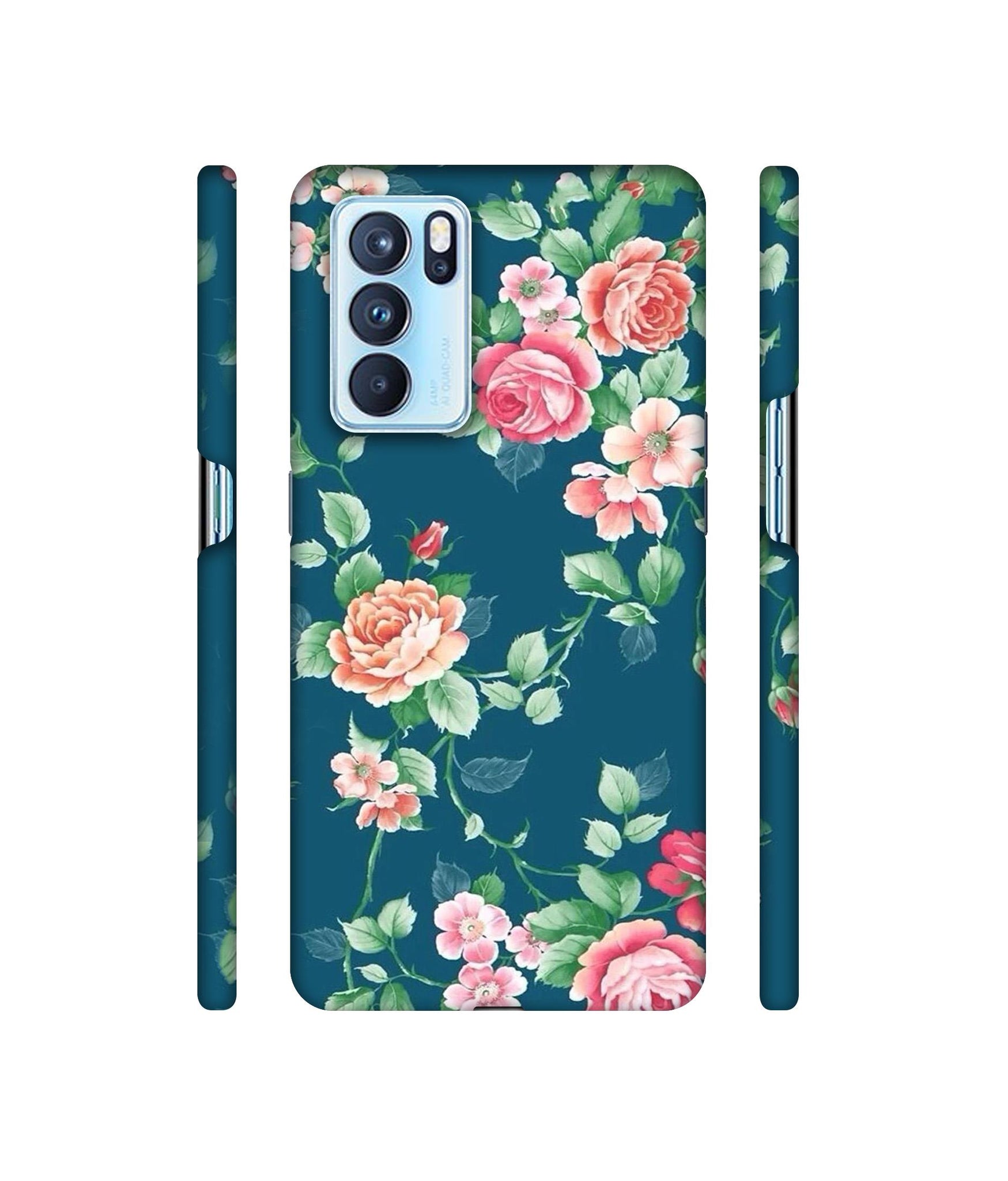 Vintage Floral Designer Hard Back Cover for Oppo Reno6 Pro 5G