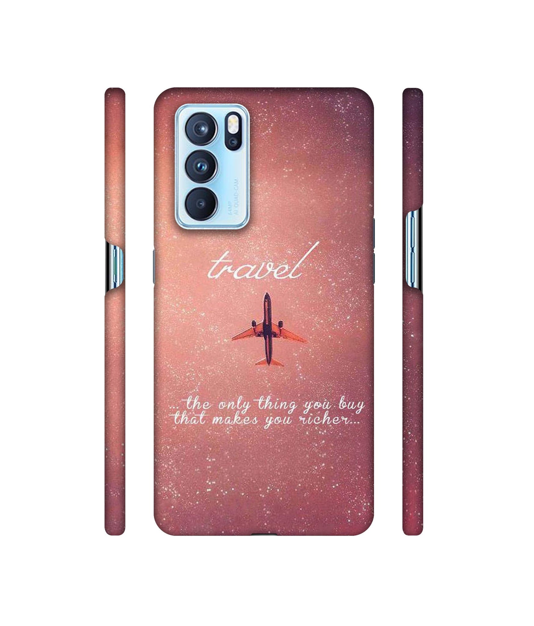 Travel with Plane Designer Hard Back Cover for Oppo Reno6 Pro 5G
