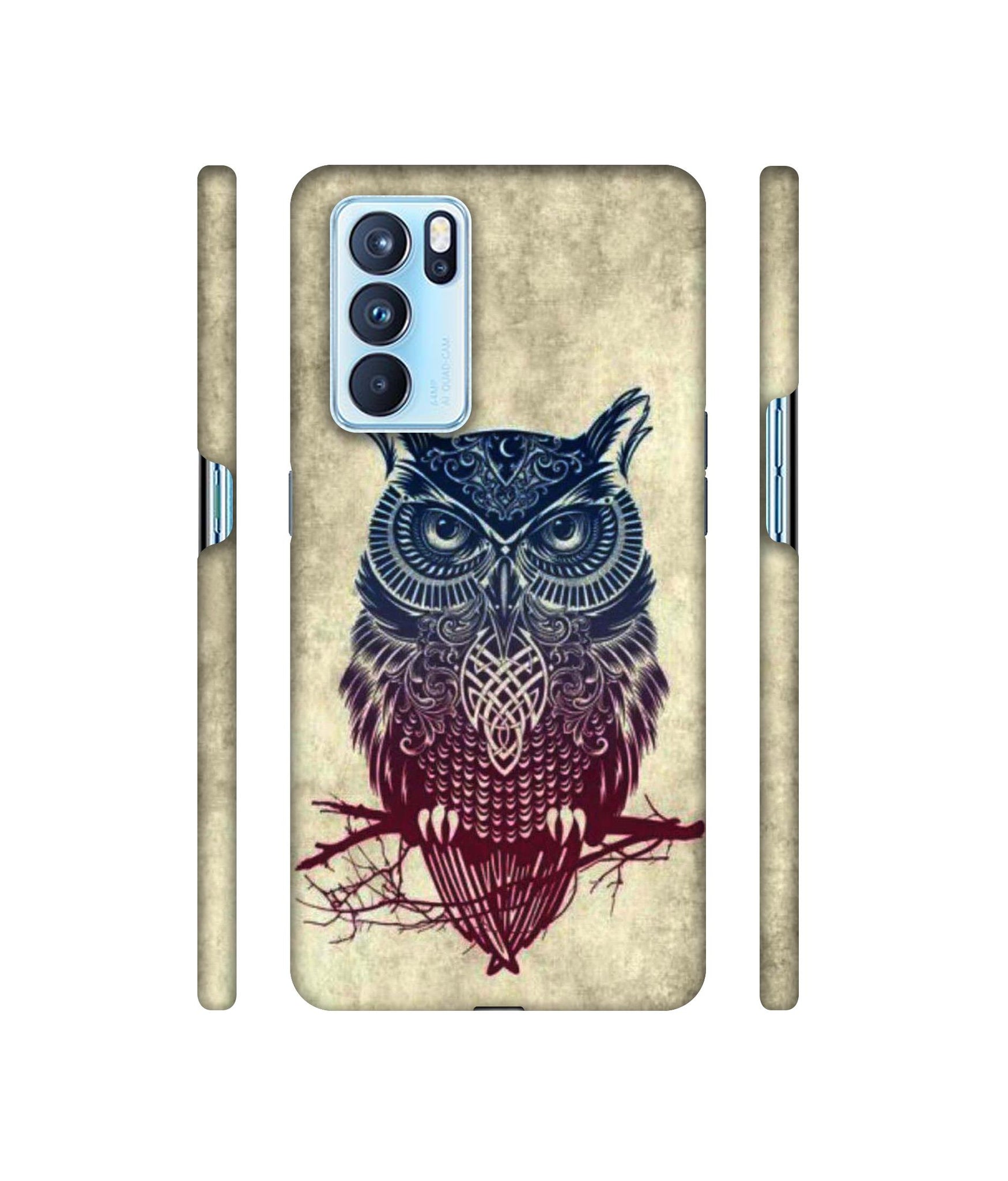 Owl Pattern Designer Hard Back Cover for Oppo Reno6 Pro 5G
