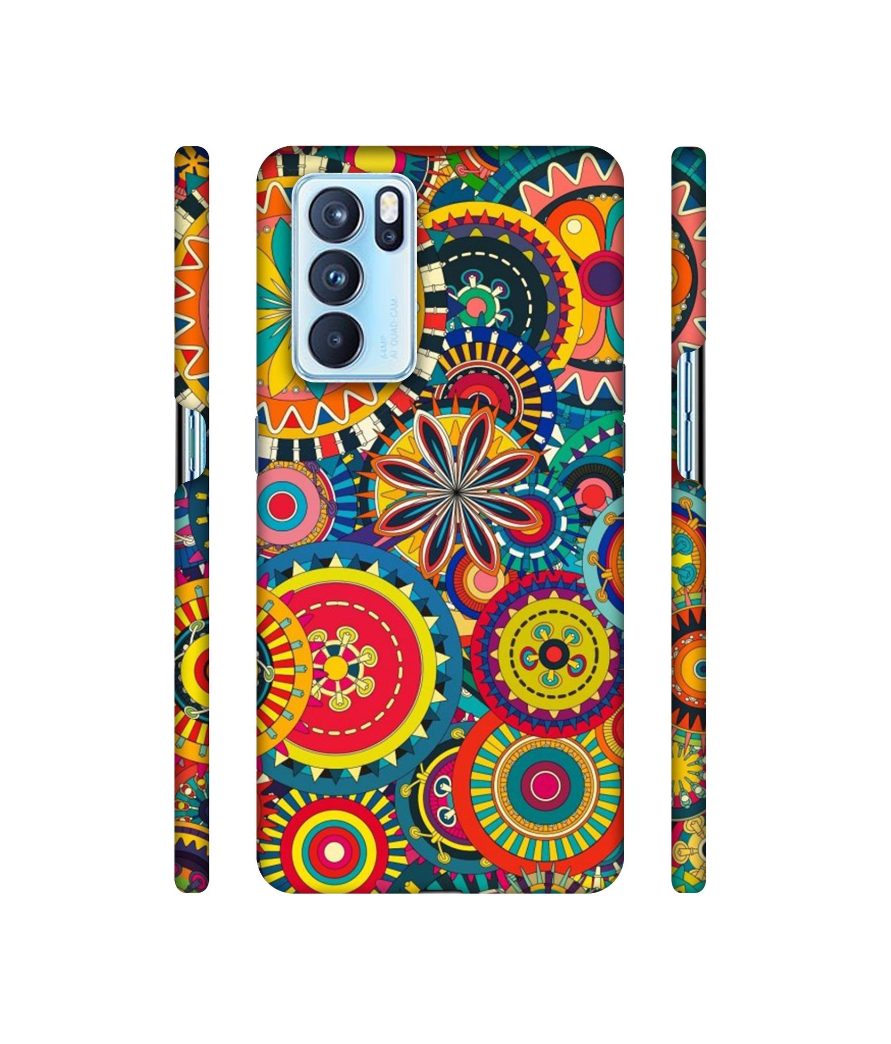 Ring Pattern Print Designer Hard Back Cover for Oppo Reno6 Pro 5G