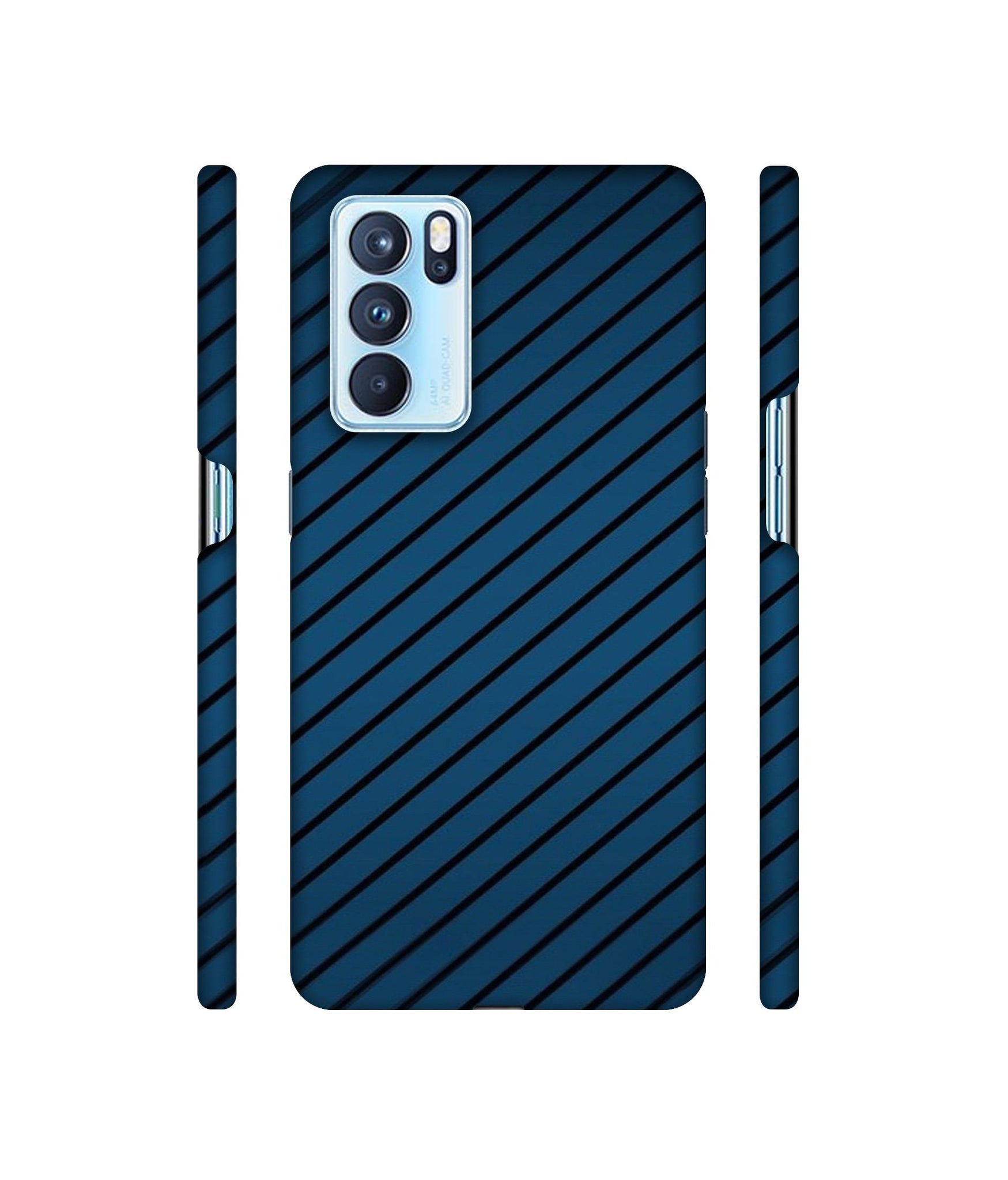 Blue Stripes Designer Hard Back Cover for Oppo Reno6 Pro 5G