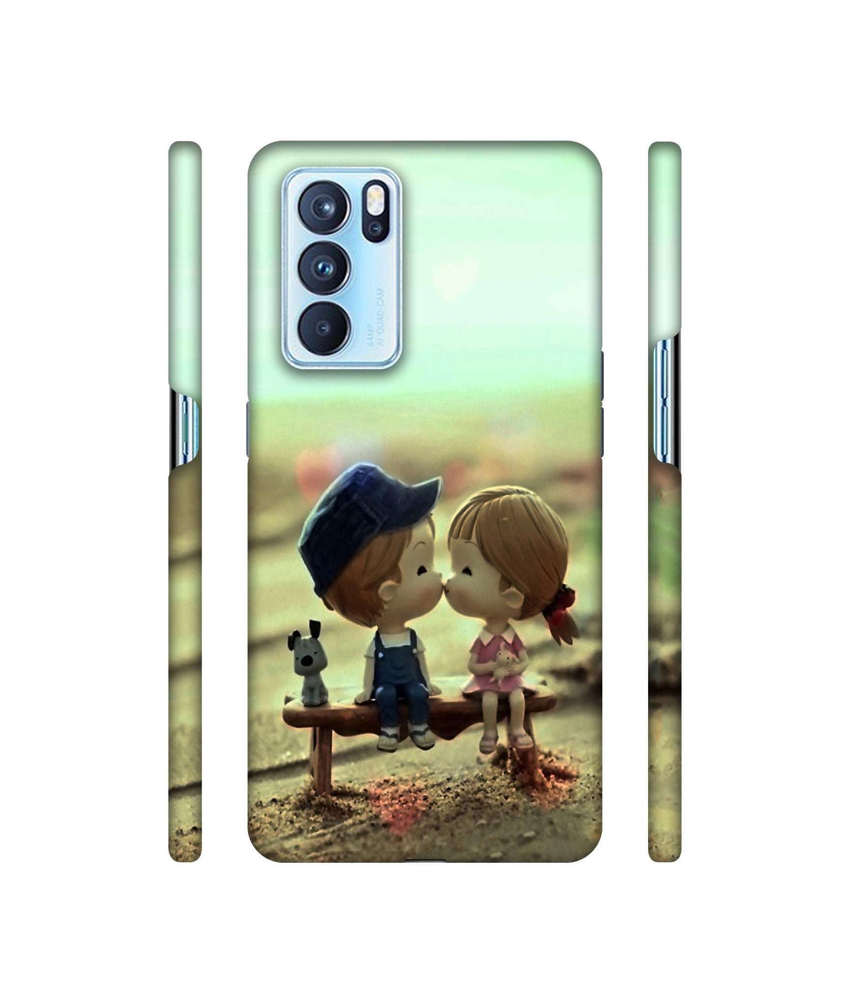 Love Couples Pattern Designer Hard Back Cover for Oppo Reno6 Pro 5G