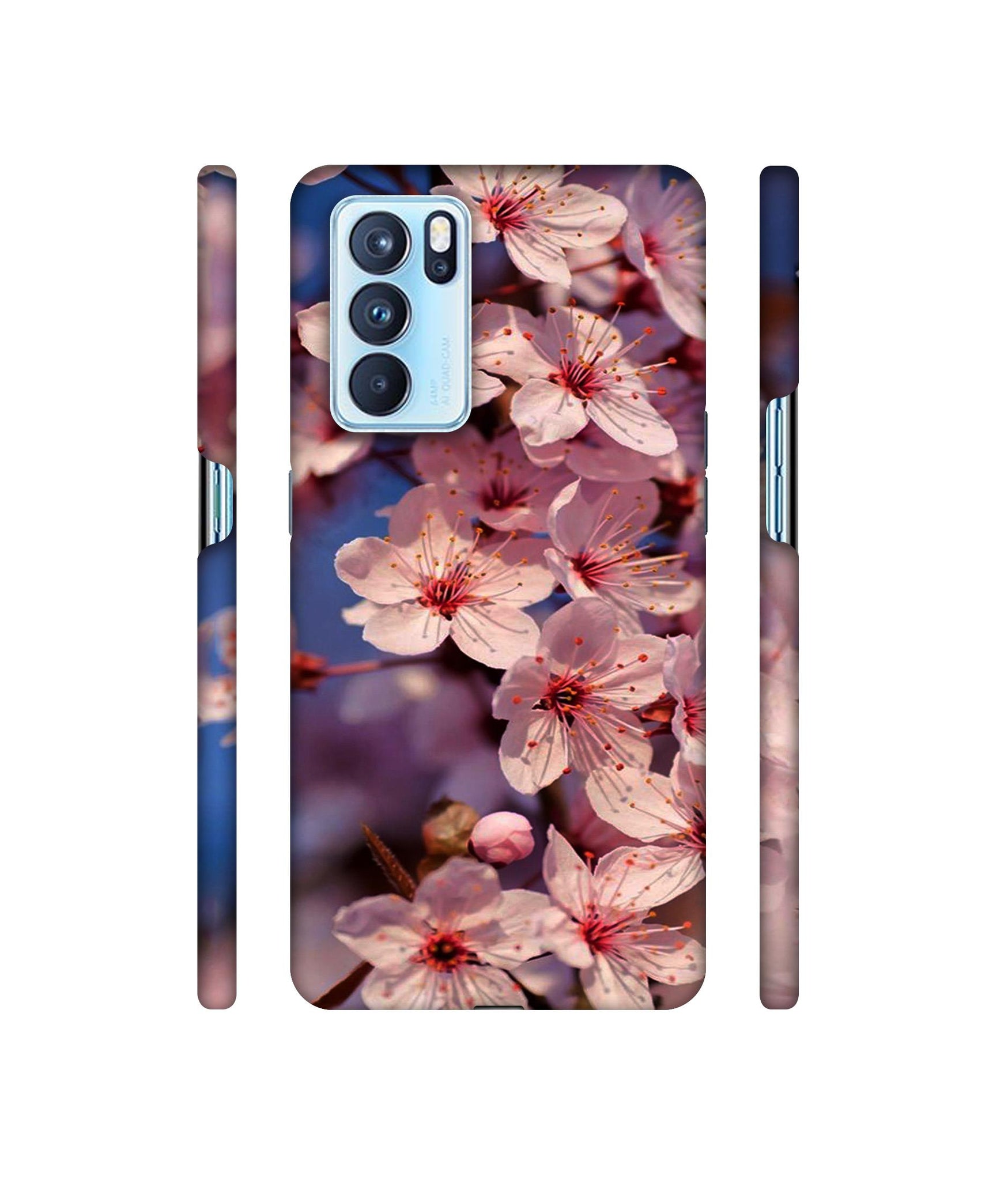 Pink Flowers Pattern Designer Hard Back Cover for Oppo Reno6 Pro 5G