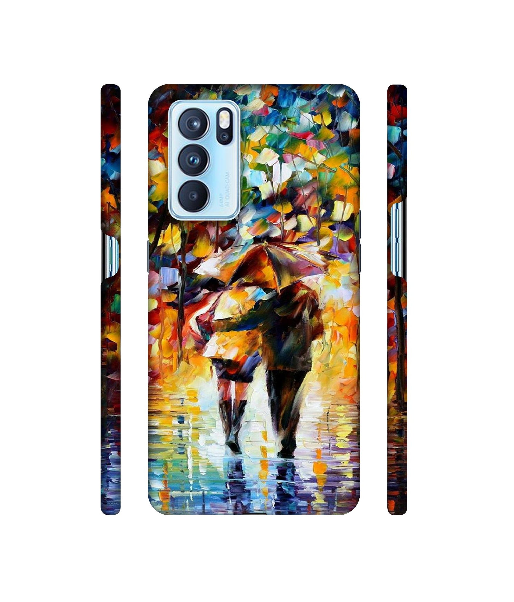 Paint Couple Pattern Designer Hard Back Cover for Oppo Reno6 Pro 5G