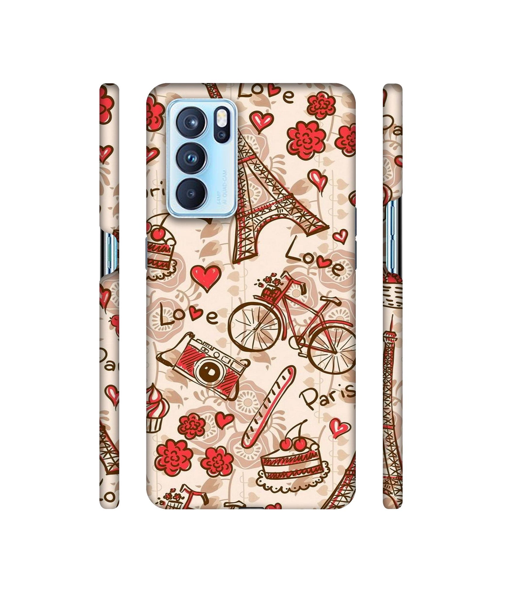 Vintage Paris Designer Hard Back Cover for Oppo Reno6 Pro 5G