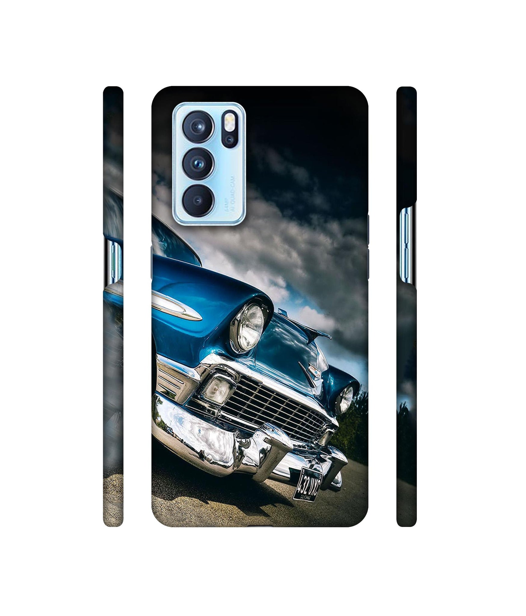 Vintage Car Pattern Designer Hard Back Cover for Oppo Reno6 Pro 5G