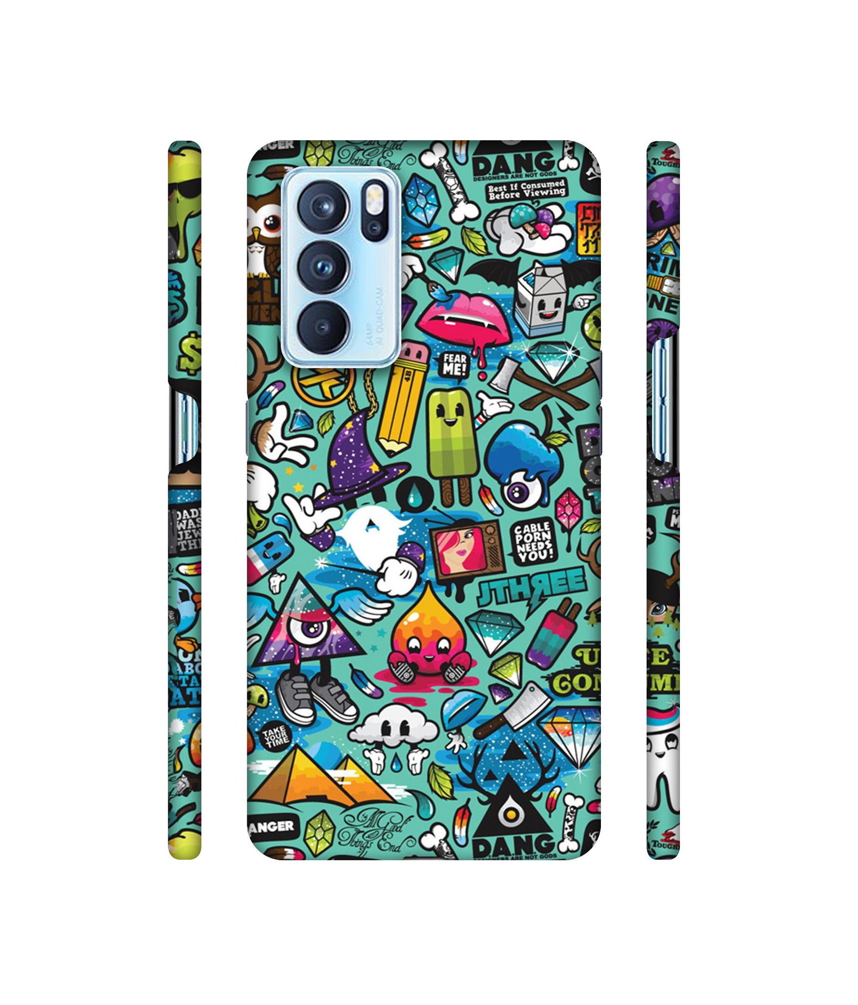 Crazy Designer Hard Back Cover for Oppo Reno6 Pro 5G