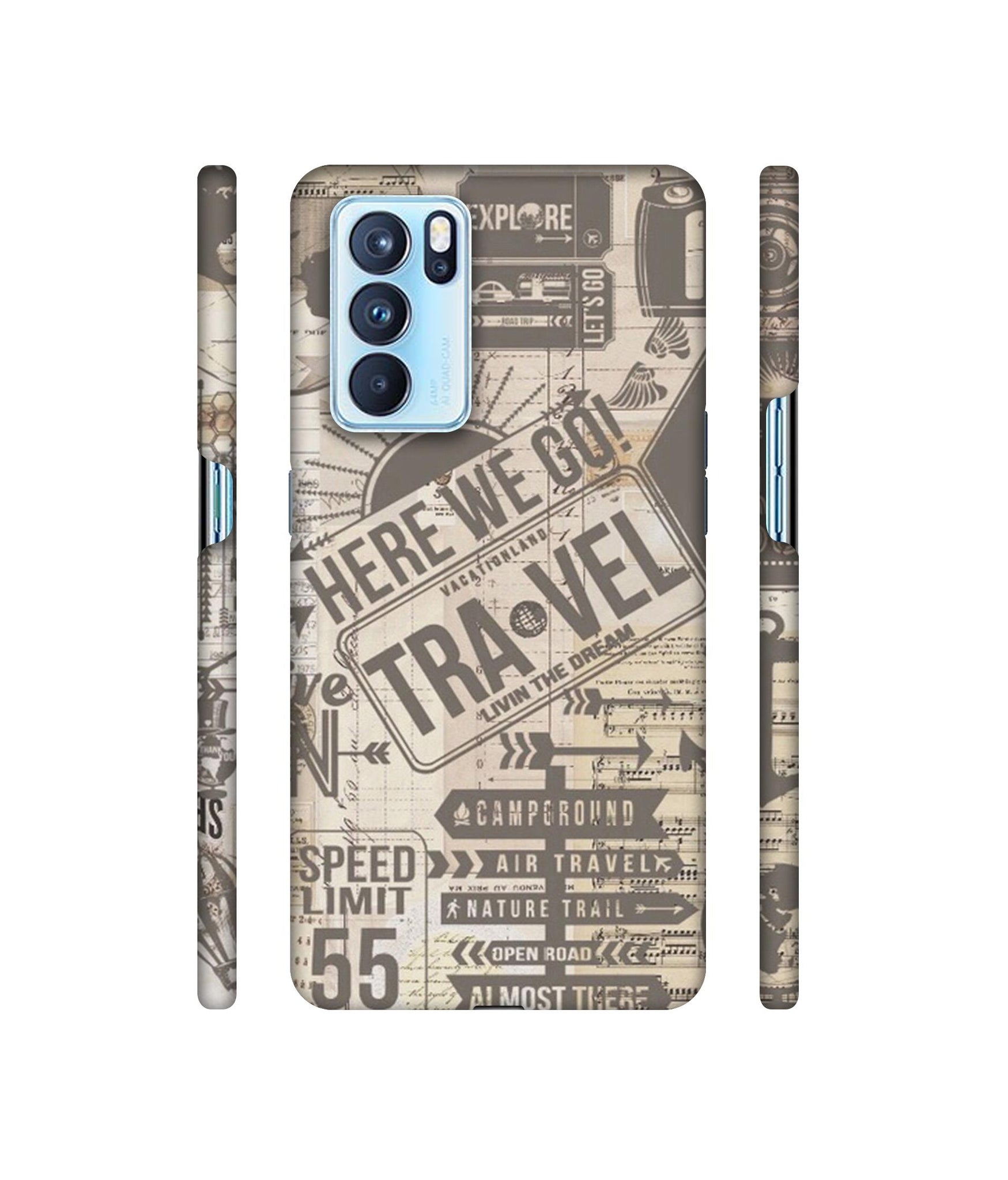 Travel Designer Hard Back Cover for Oppo Reno6 Pro 5G