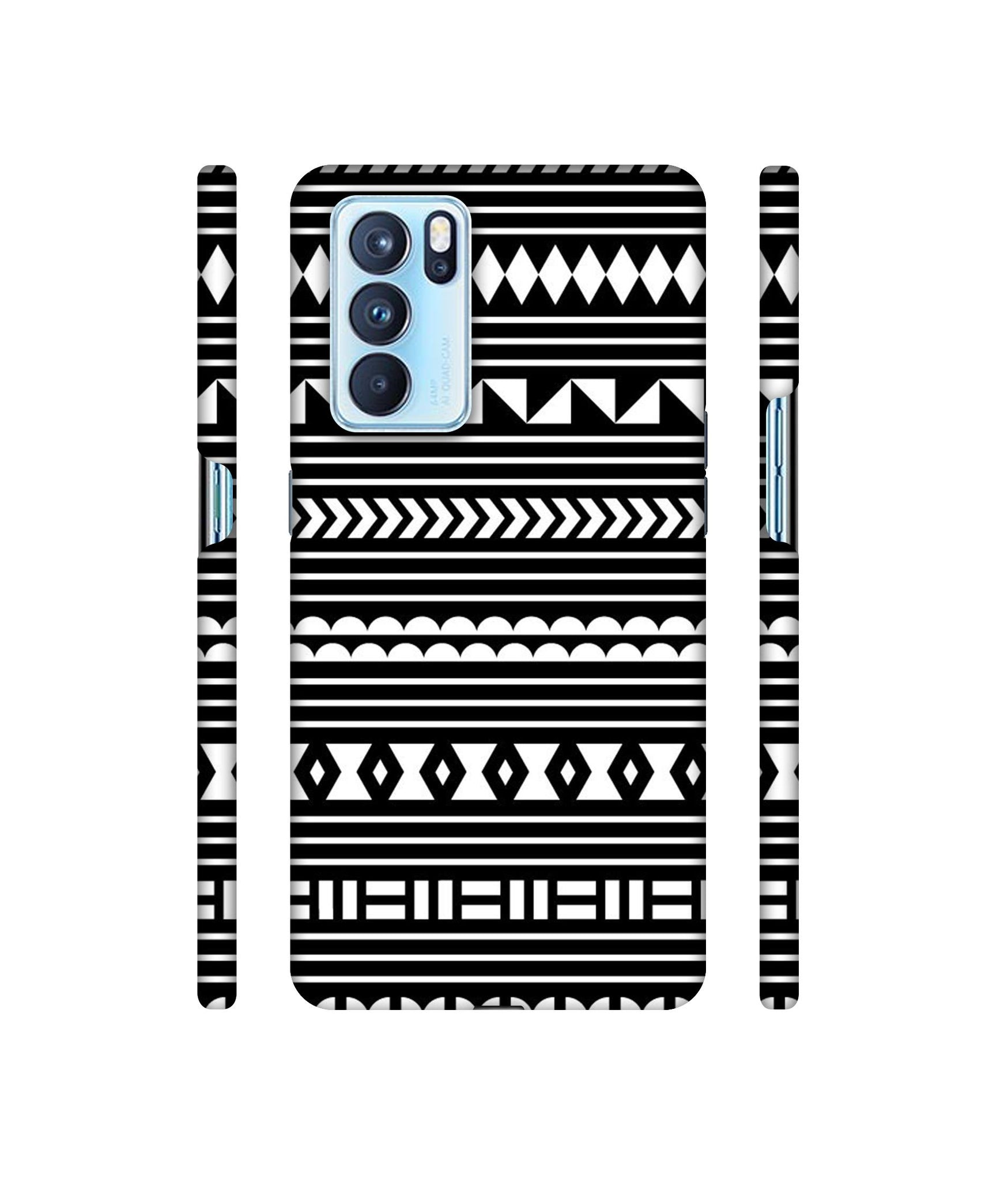 Black Pattern Designer Hard Back Cover for Oppo Reno6 Pro 5G