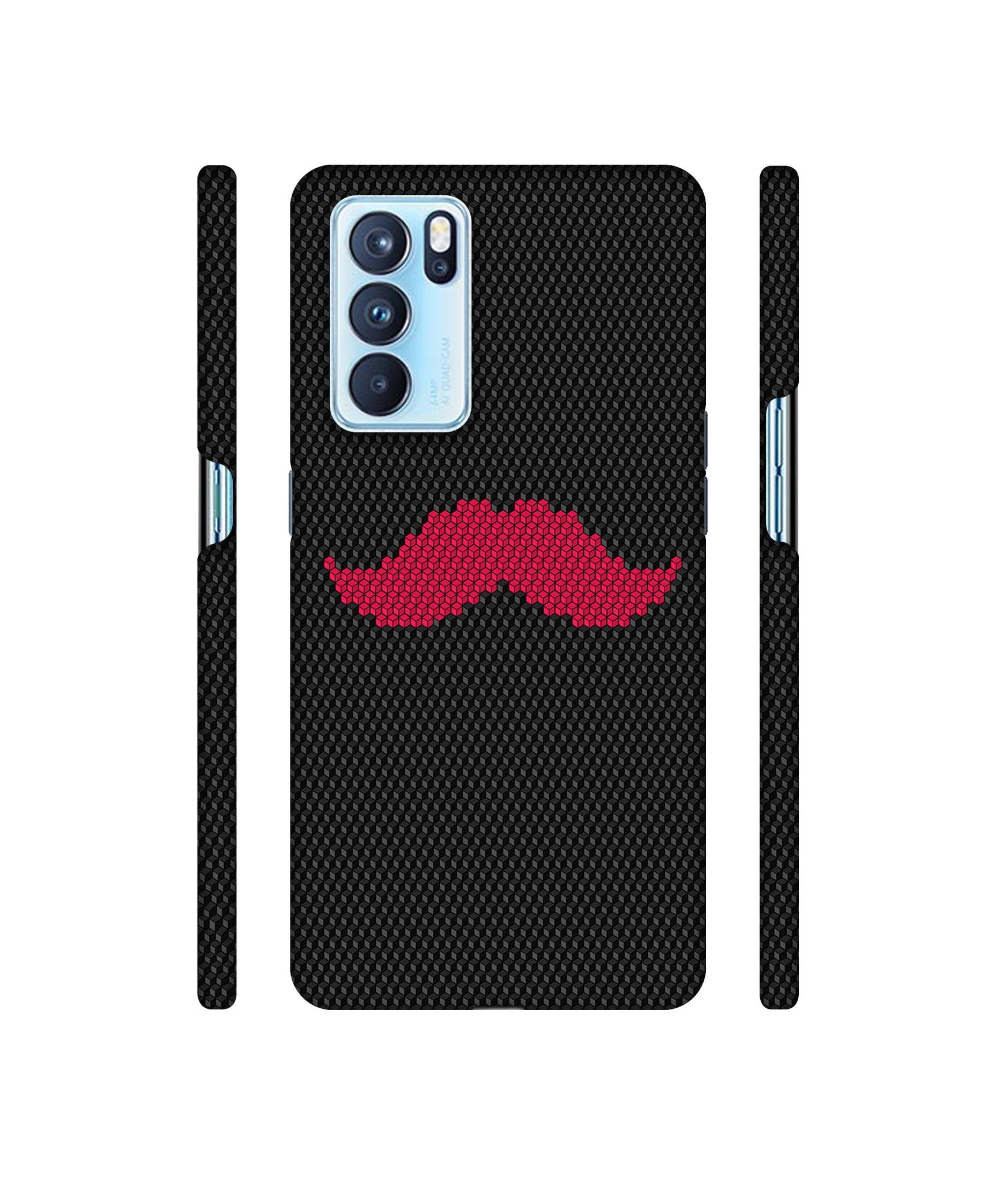 Pink Mustache Pattern Designer Hard Back Cover for Oppo Reno6 Pro 5G