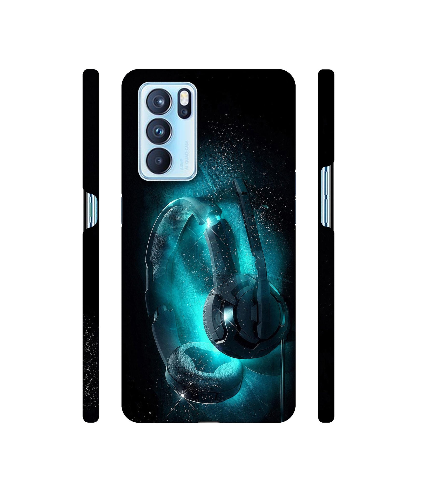Cool Headphone Designer Hard Back Cover for Oppo Reno6 Pro 5G