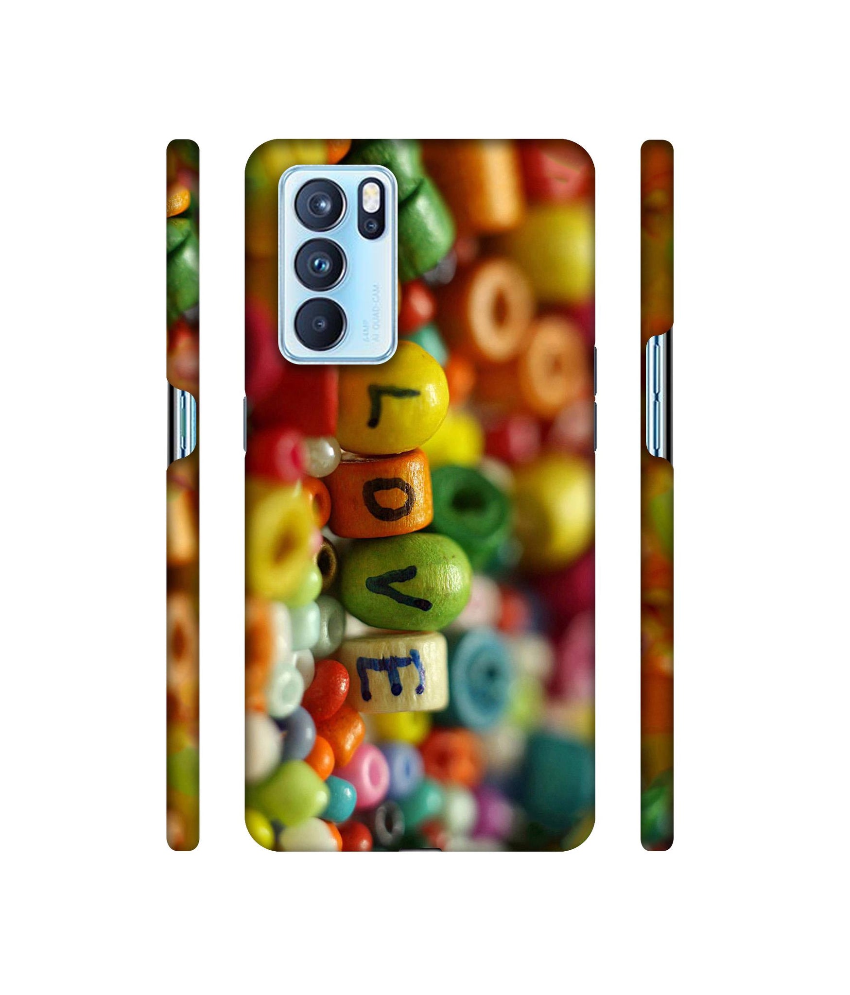 Colorful Love Designer Hard Back Cover for Oppo Reno6 Pro 5G