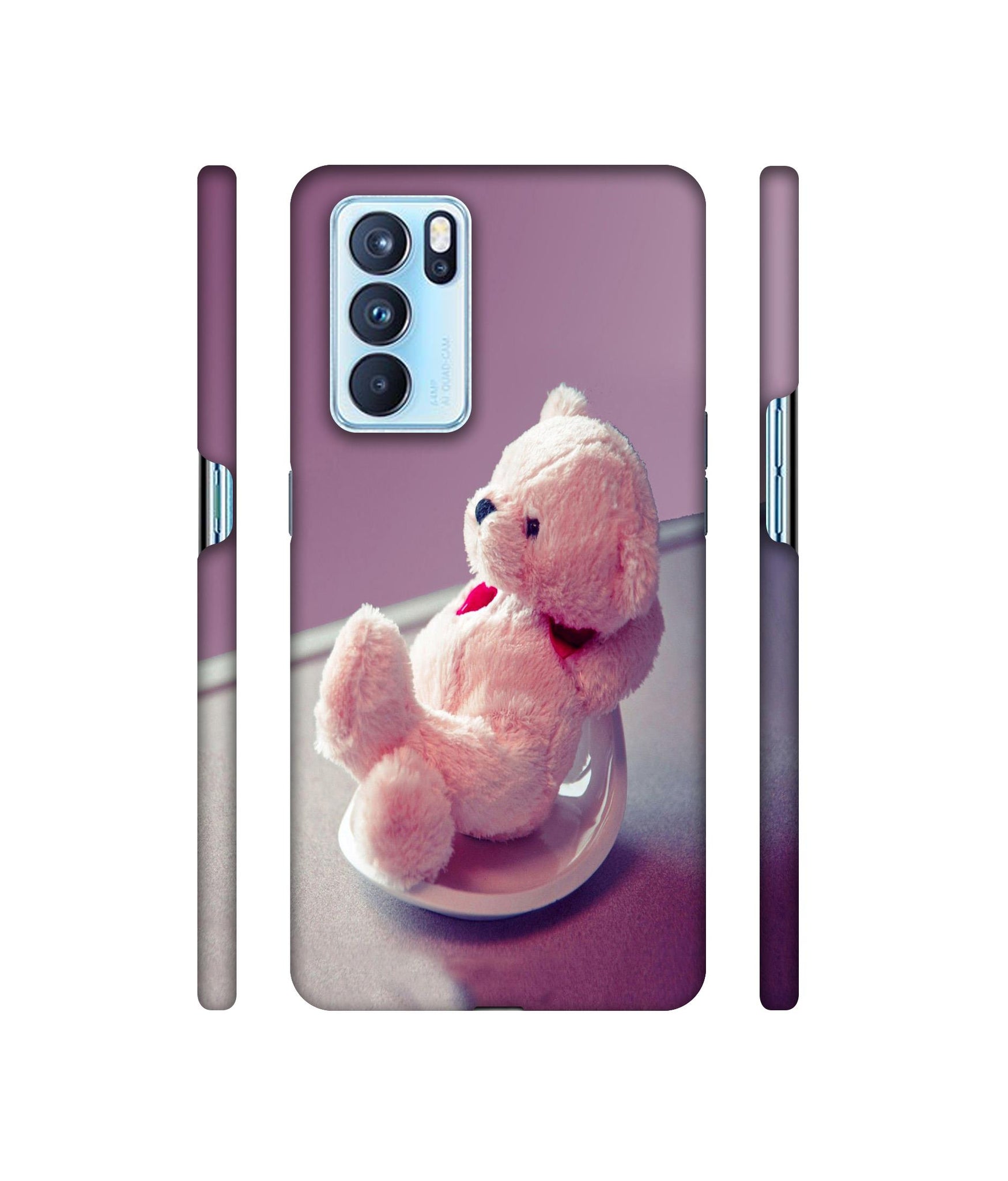 Cute Teddy Bear Designer Hard Back Cover for Oppo Reno6 Pro 5G