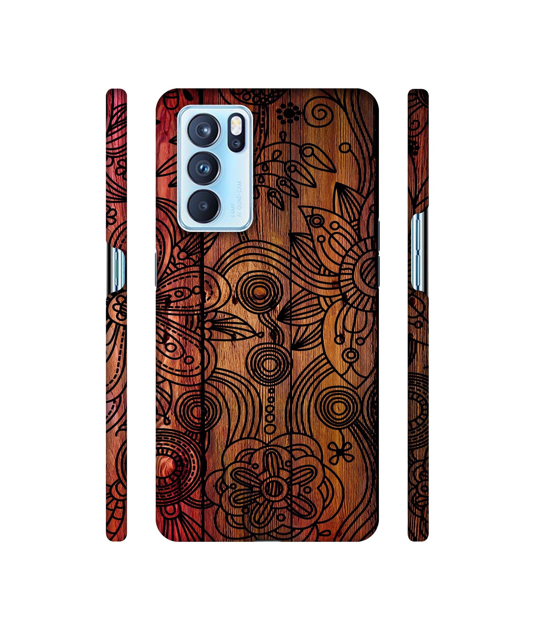 Dark Wooden Background Designer Hard Back Cover for Oppo Reno6 Pro 5G