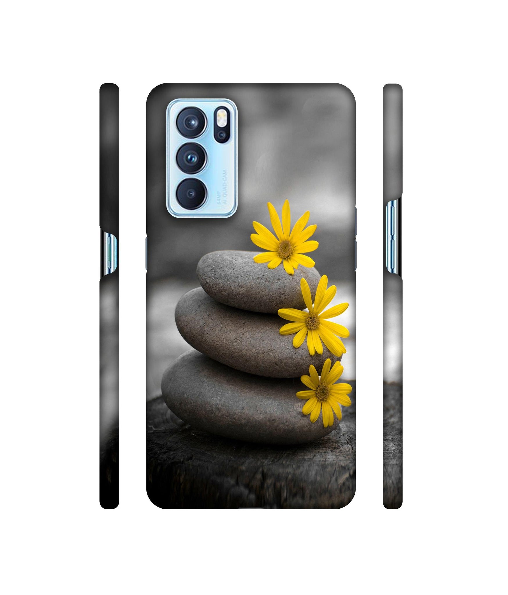 Stones And Flower Designer Hard Back Cover for Oppo Reno6 Pro 5G
