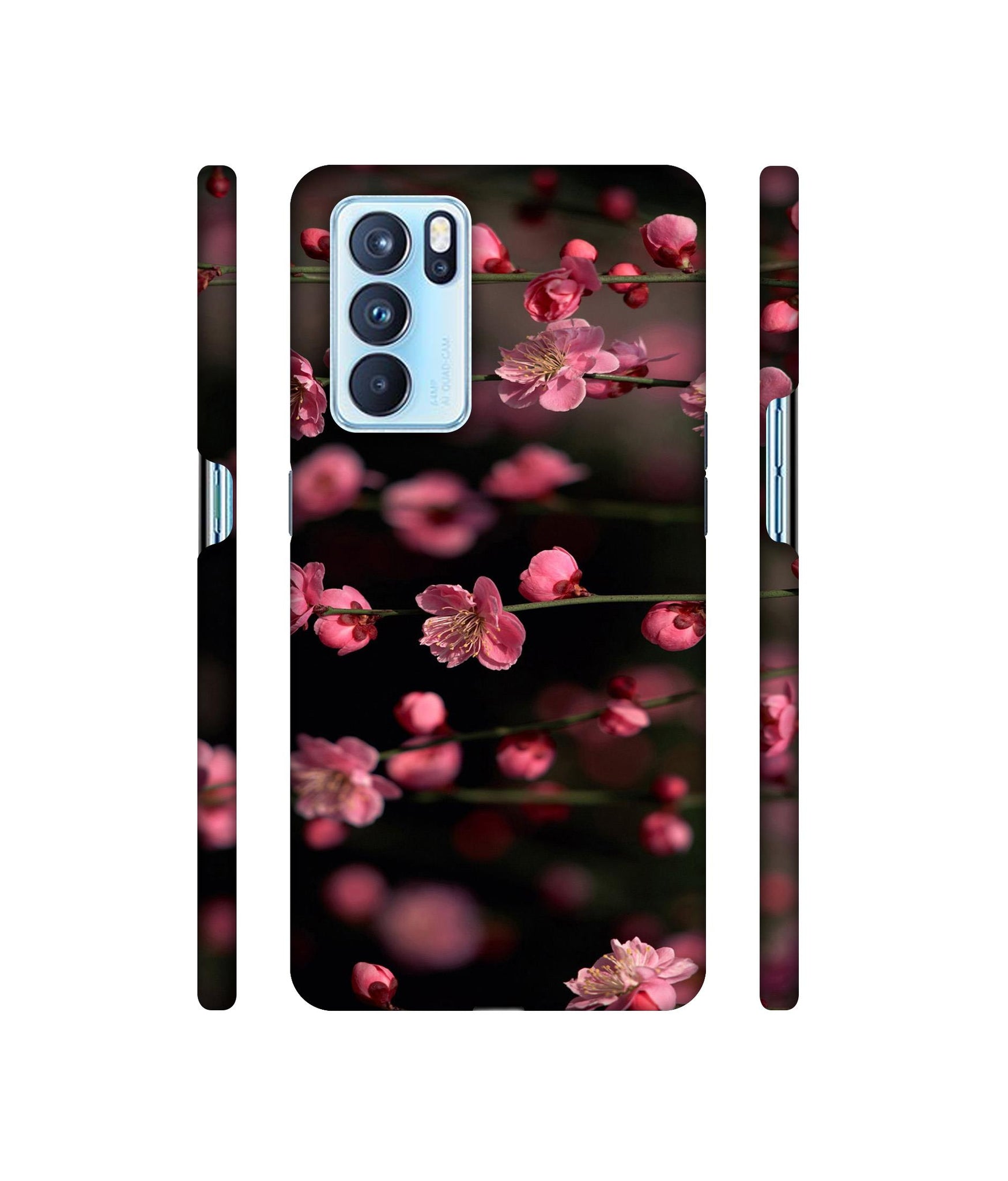 Pink Flowers Designer Hard Back Cover for Oppo Reno6 Pro 5G