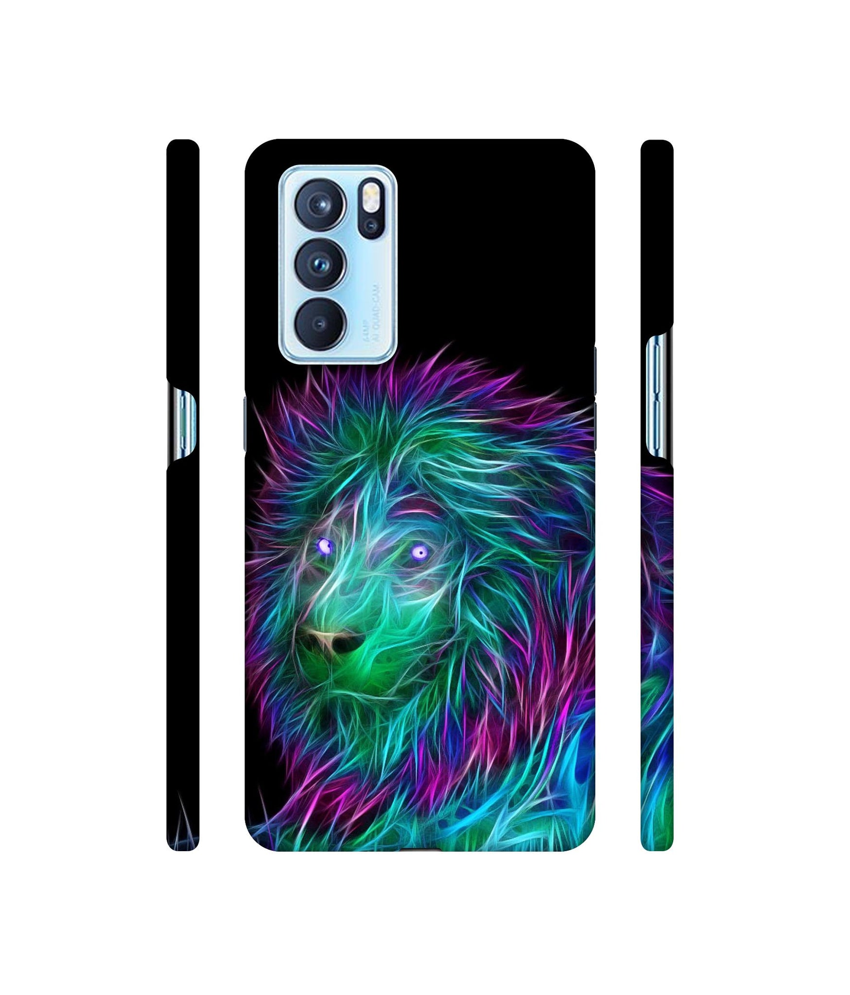 3D Lion Designer Hard Back Cover for Oppo Reno6 Pro 5G