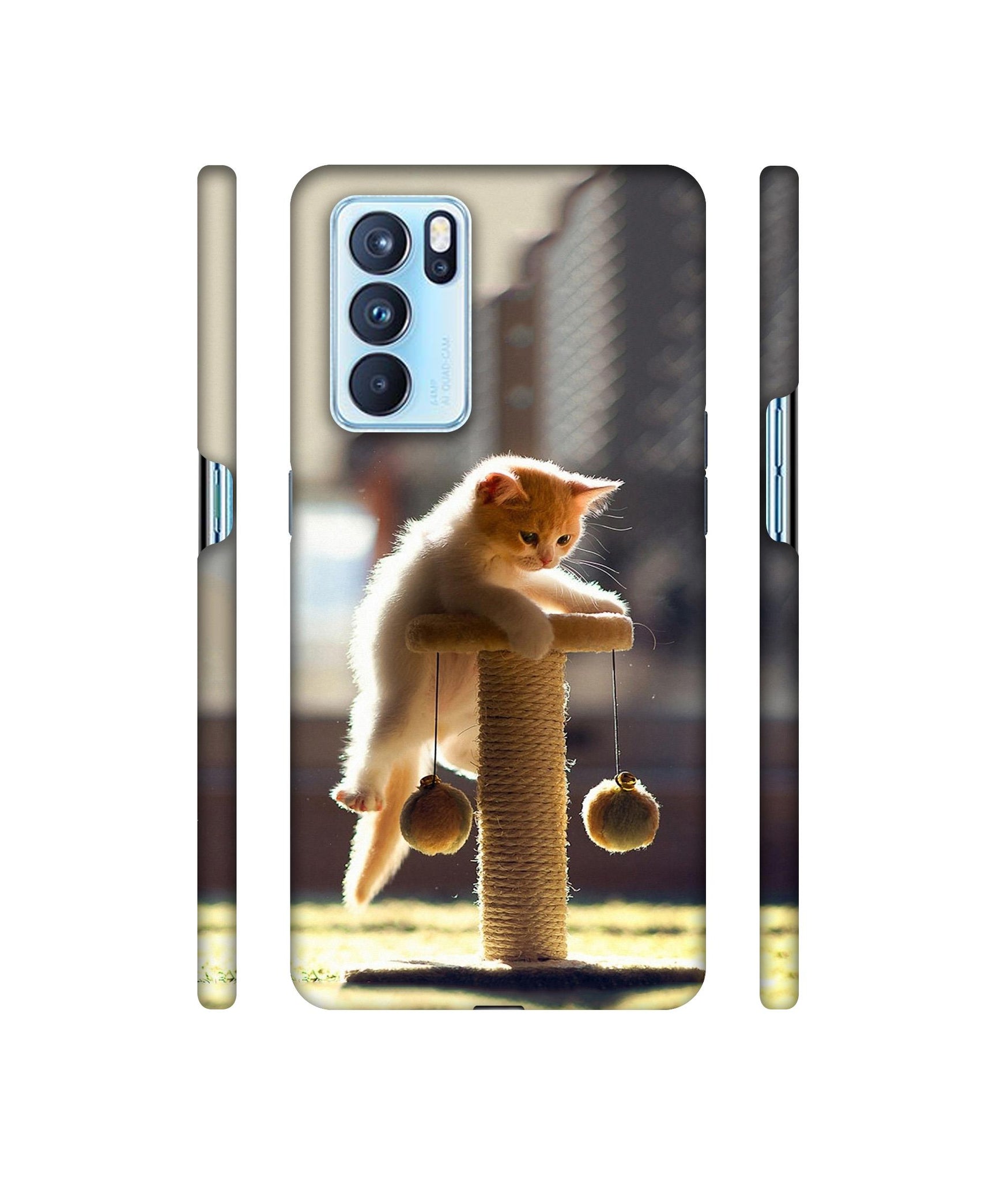 Cat Climbing Designer Hard Back Cover for Oppo Reno6 Pro 5G