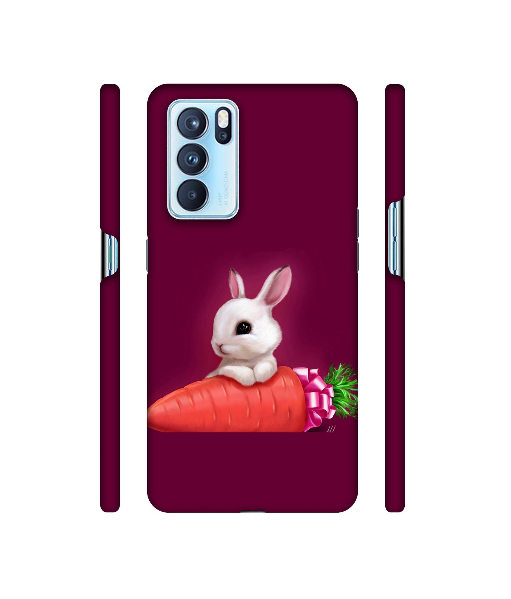 Bunny With Carrot Designer Hard Back Cover for Oppo Reno6 Pro 5G