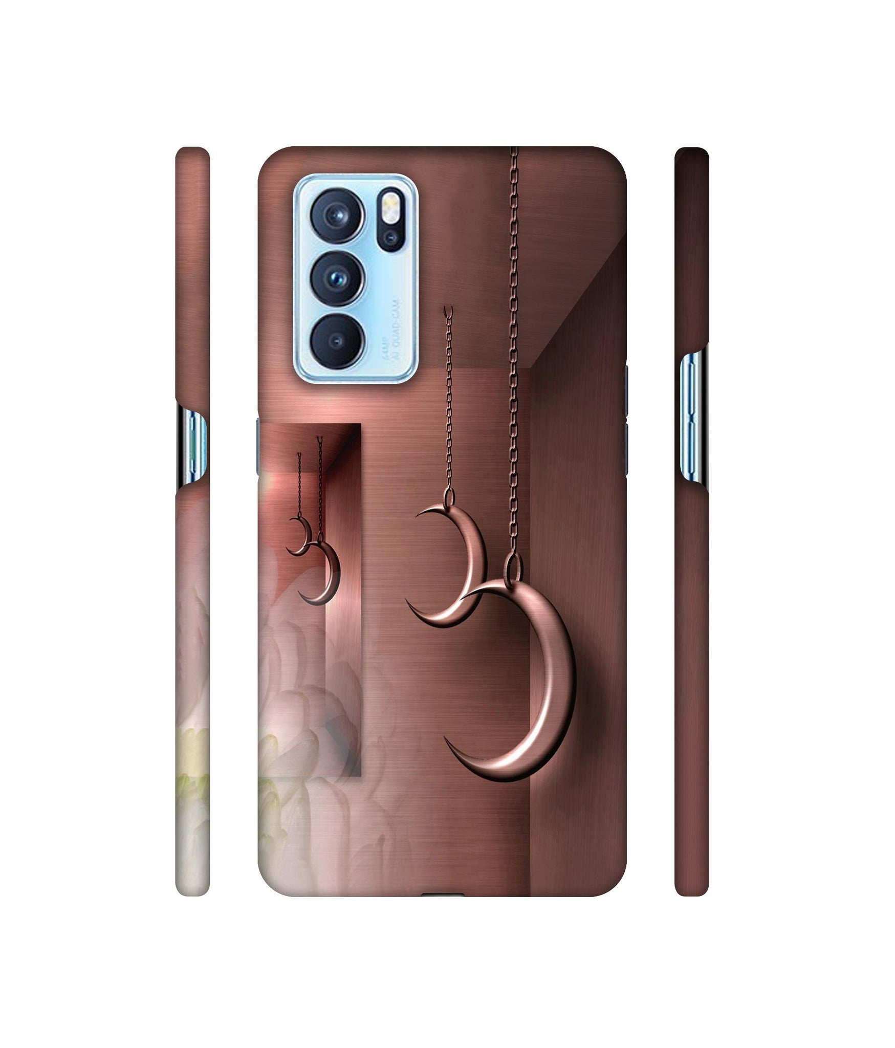 Flower Metal Designer Hard Back Cover for Oppo Reno6 Pro 5G
