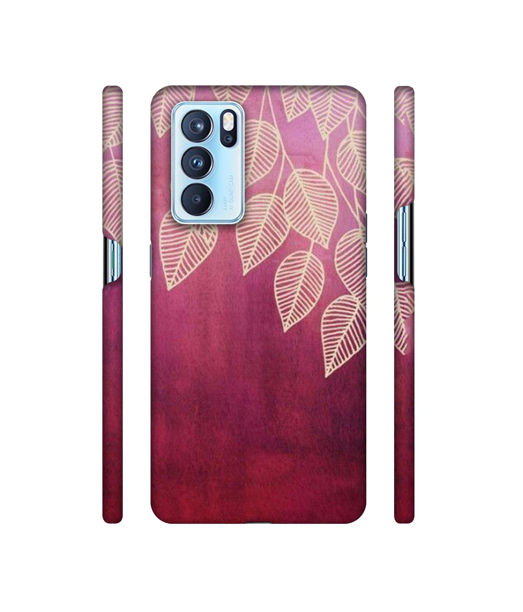 Leaf Pattern Designer Hard Back Cover for Oppo Reno6 Pro 5G