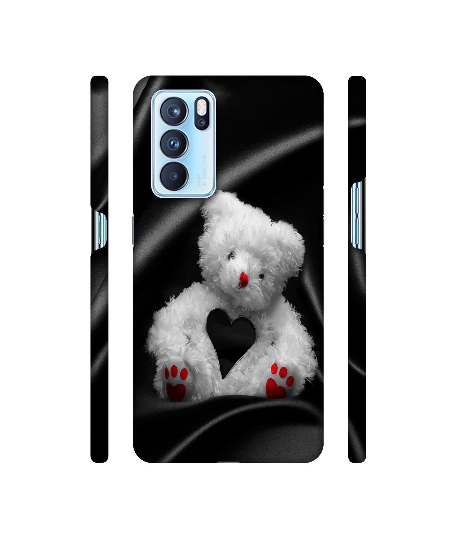White Teddy Bear Designer Hard Back Cover for Oppo Reno6 Pro 5G