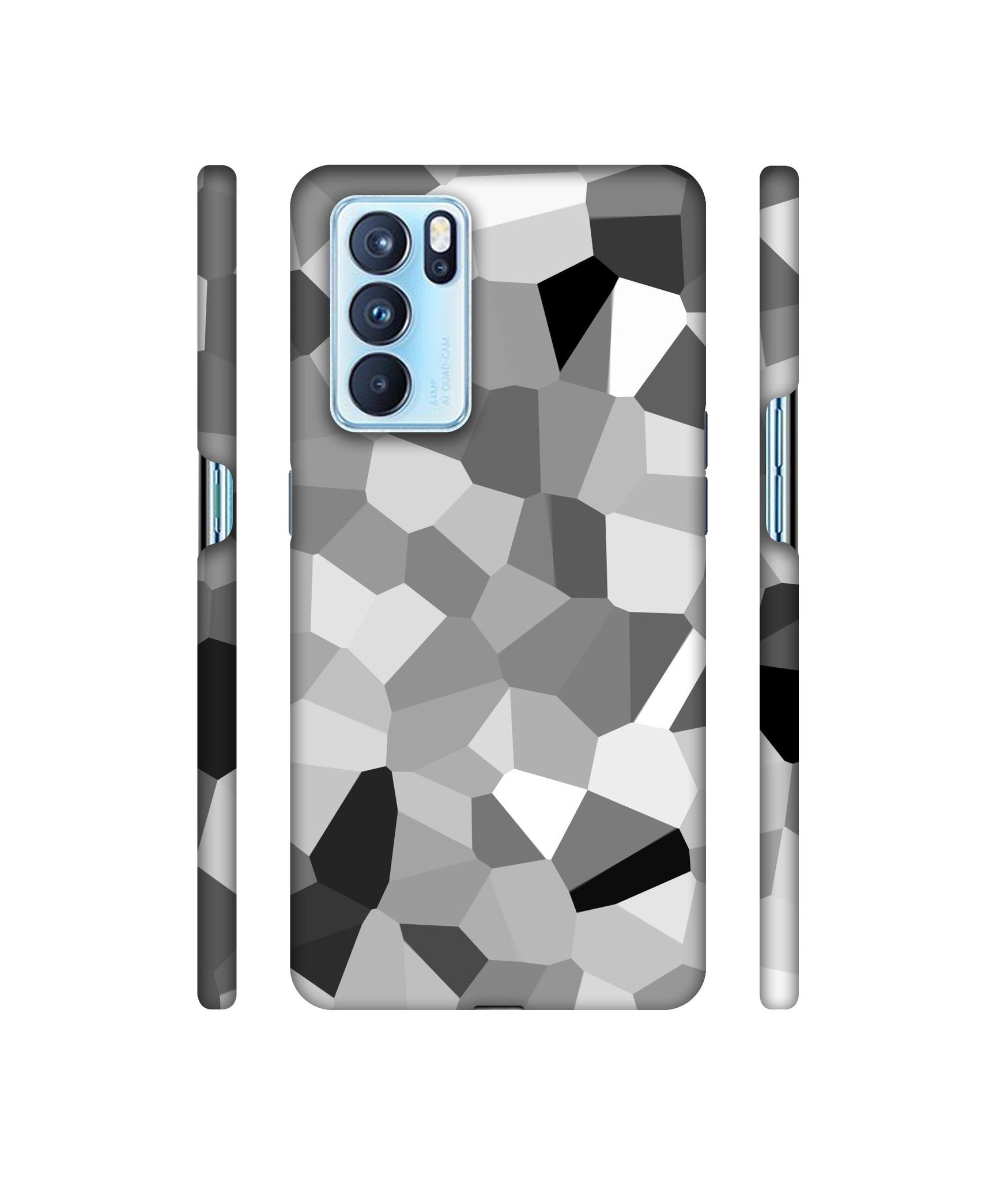 Black & White Mathematical Shape Designer Hard Back Cover for Oppo Reno6 Pro 5G