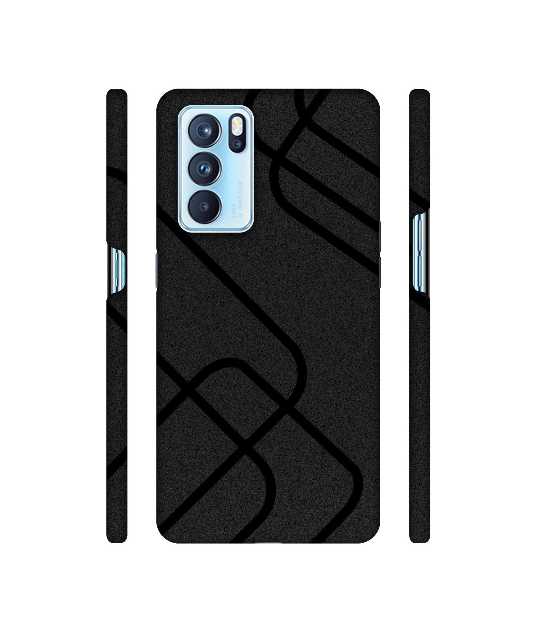 Zig-Zag Black Line Designer Hard Back Cover for Oppo Reno6 Pro 5G