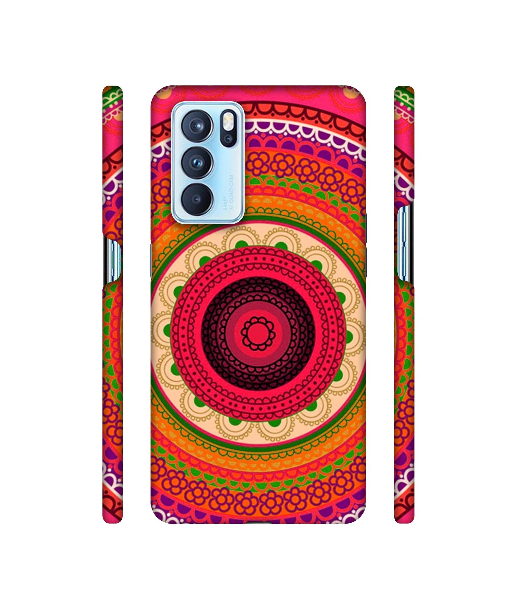 Round Rangoli Designer Hard Back Cover for Oppo Reno6 Pro 5G