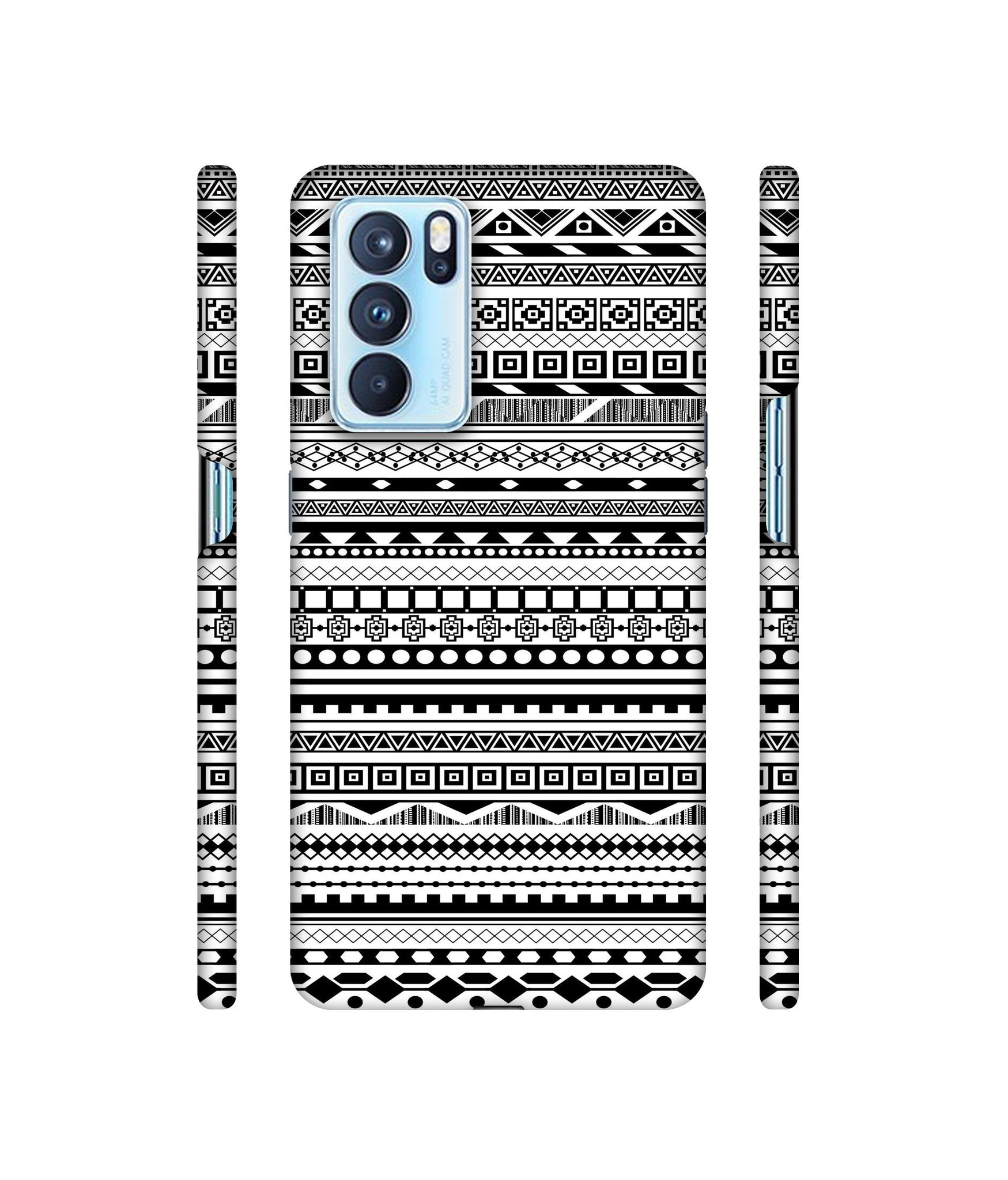Black & White Patterns Designer Hard Back Cover for Oppo Reno6 Pro 5G