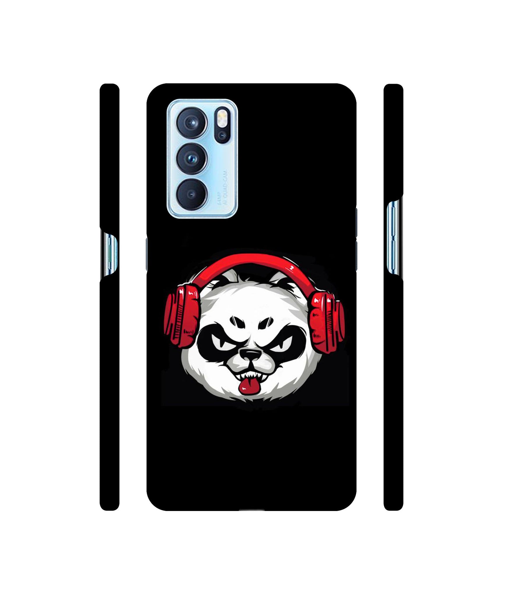 Panda With Headphone Designer Hard Back Cover for Oppo Reno6 Pro 5G