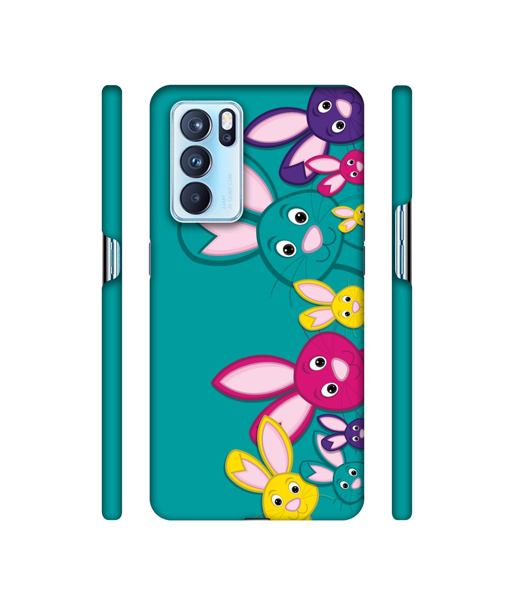 Rabbit Family Designer Hard Back Cover for Oppo Reno6 Pro 5G