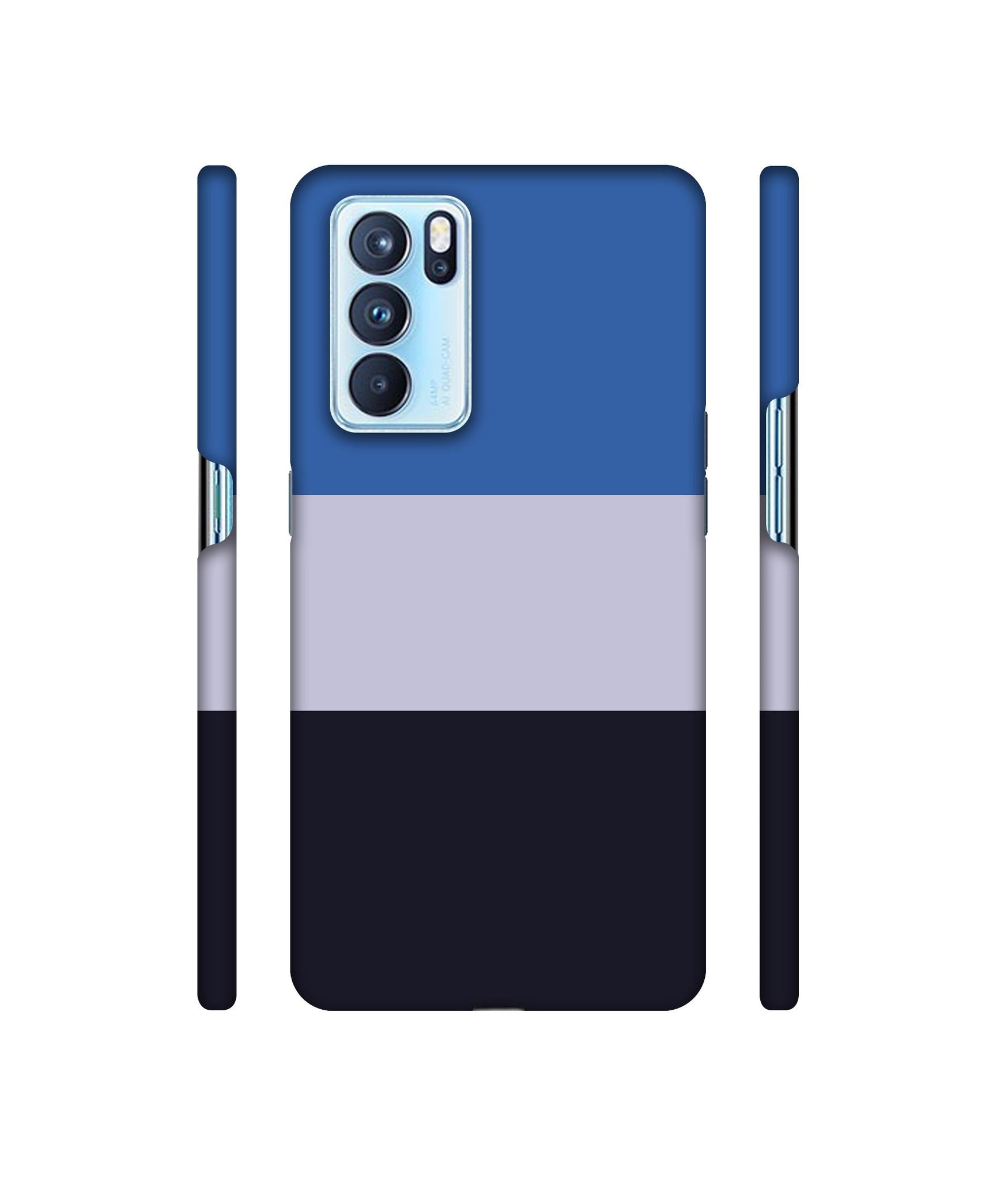 Three Colour Straps Designer Hard Back Cover for Oppo Reno6 Pro 5G