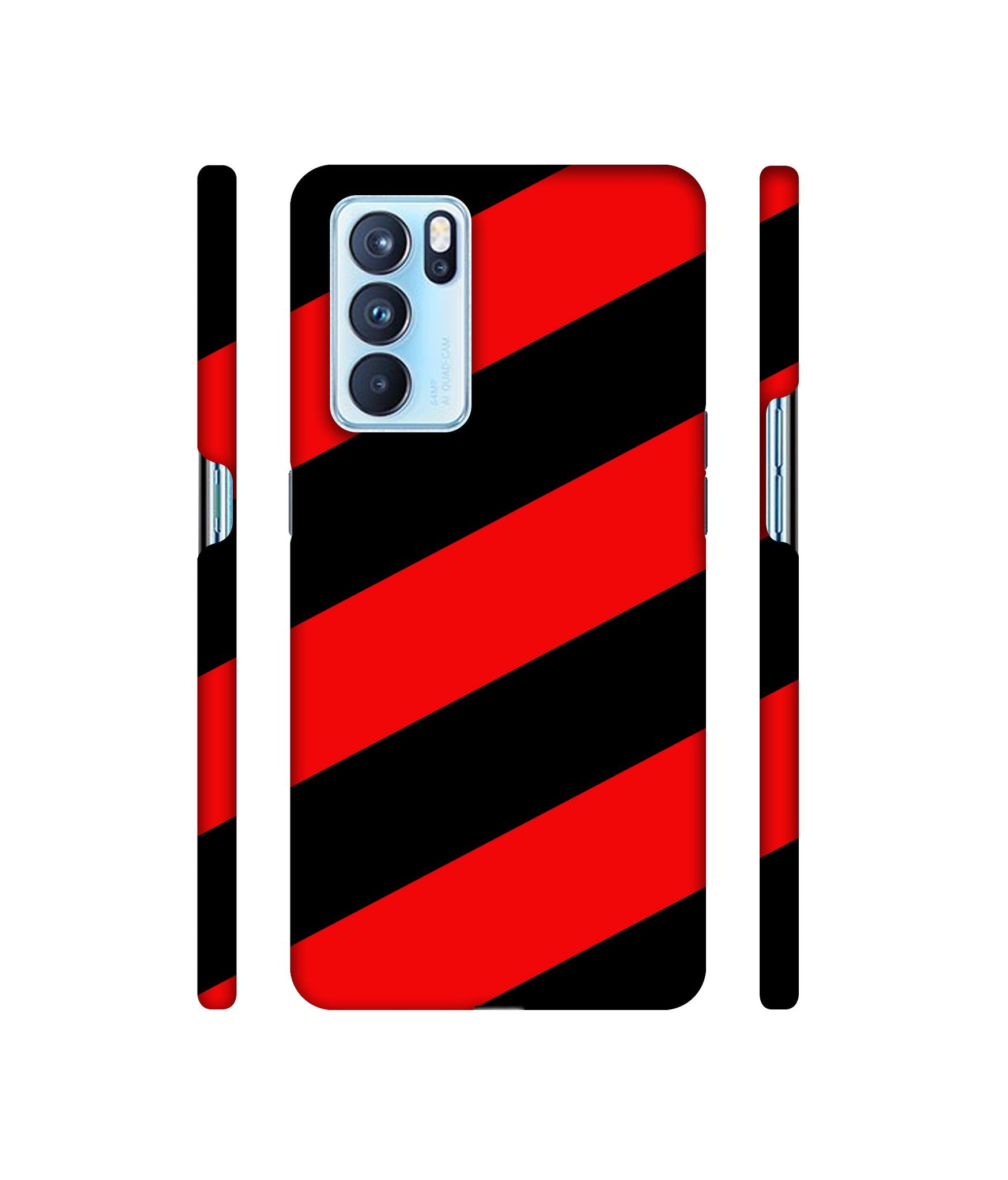 Red and Black Line Designer Hard Back Cover for Oppo Reno6 Pro 5G