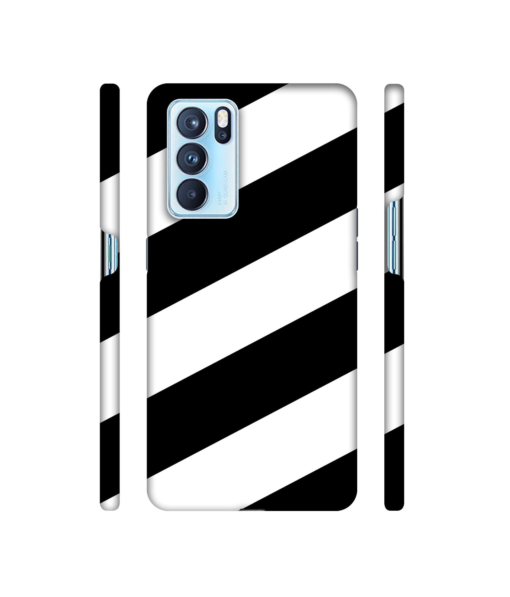 Black & White Line Designer Hard Back Cover for Oppo Reno6 Pro 5G