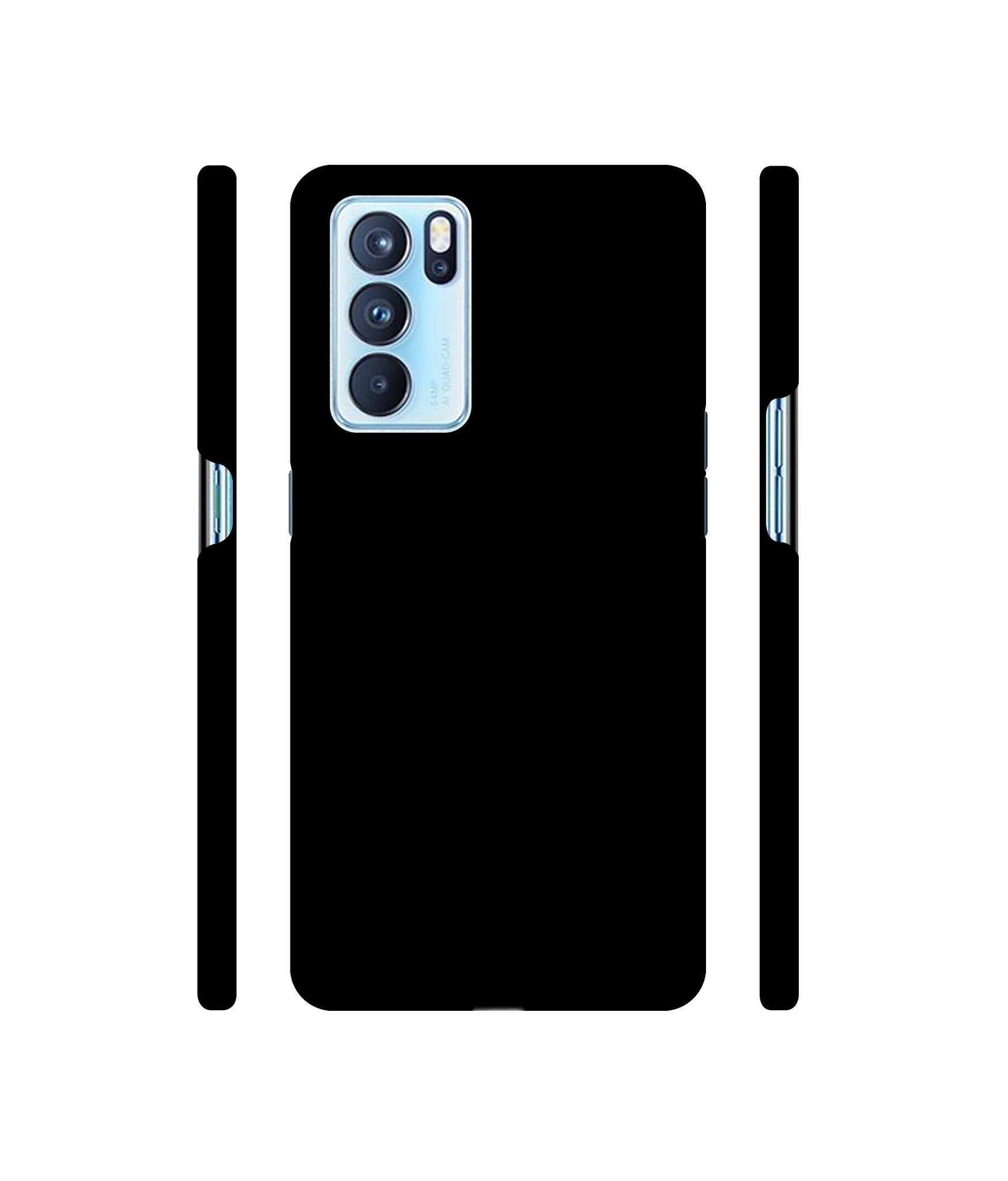 Solid Black Designer Hard Back Cover for Oppo Reno6 Pro 5G