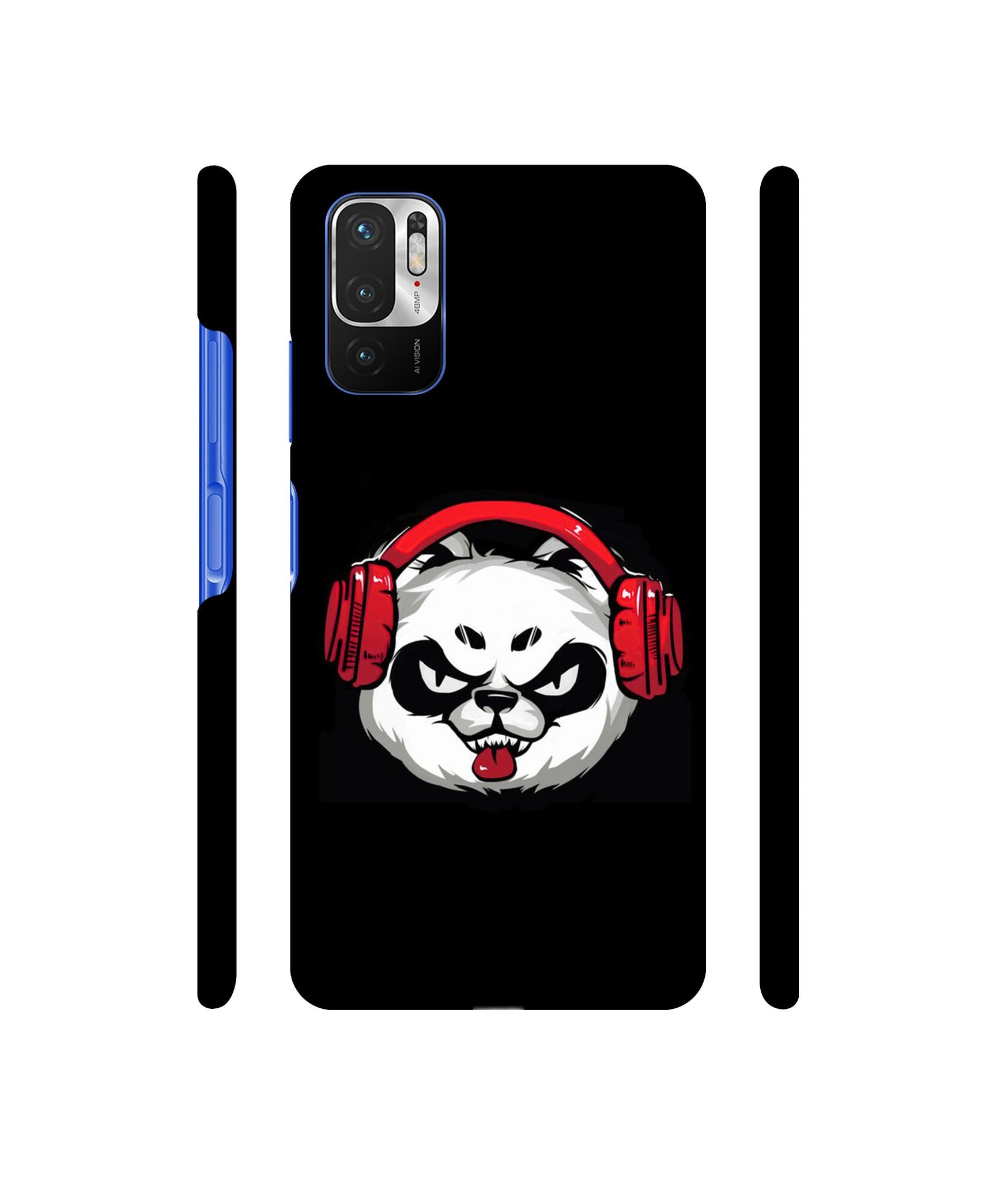 Panda With Headphone Designer Hard Back Cover for Mi Redmi Note 10T 5G