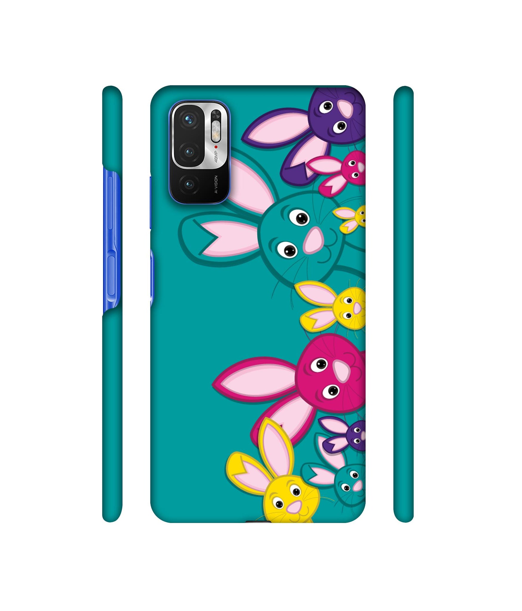 Rabbit Family Designer Hard Back Cover for Mi Redmi Note 10T 5G