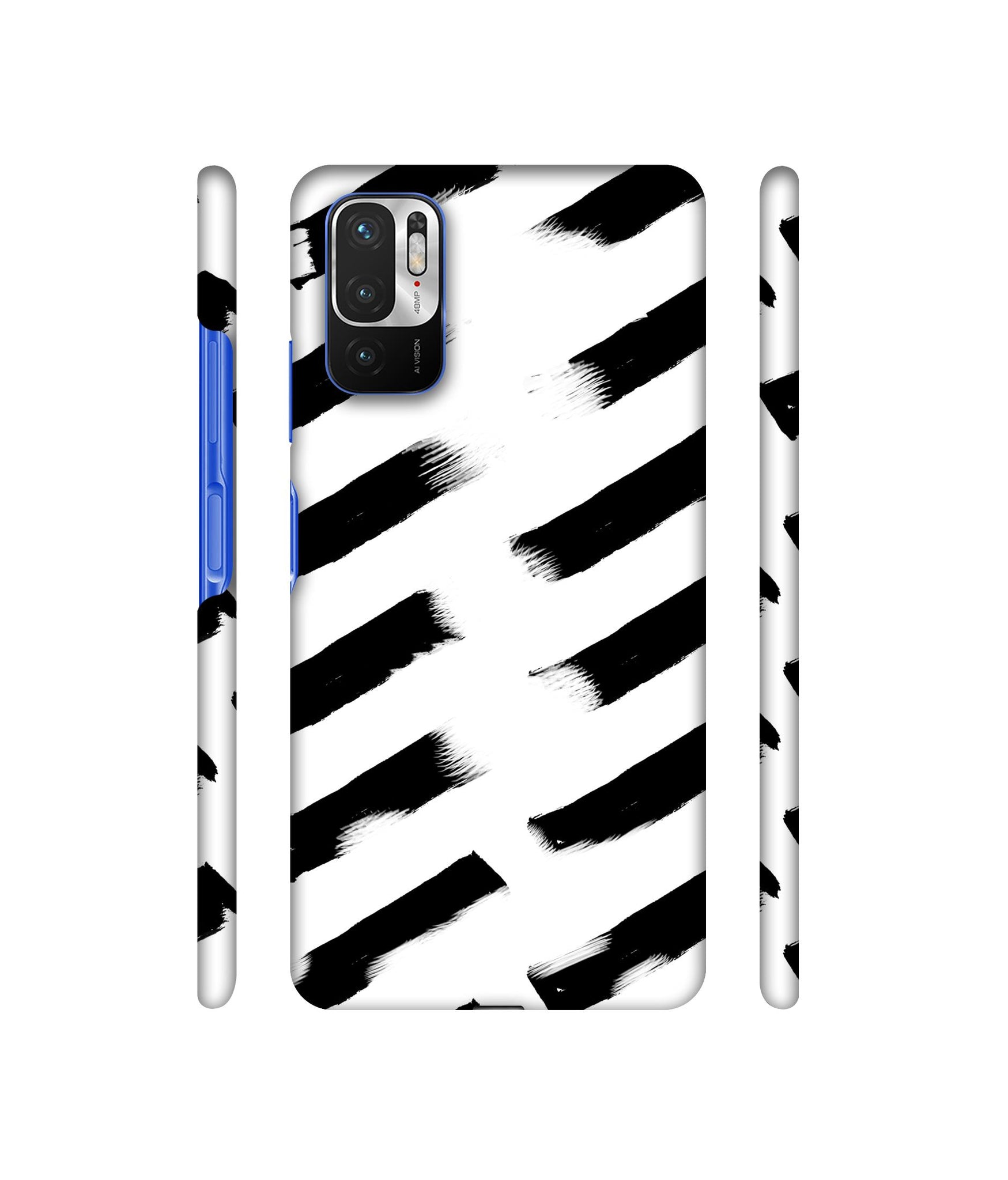 Black & White Rectangle Designer Hard Back Cover for Mi Redmi Note 10T 5G