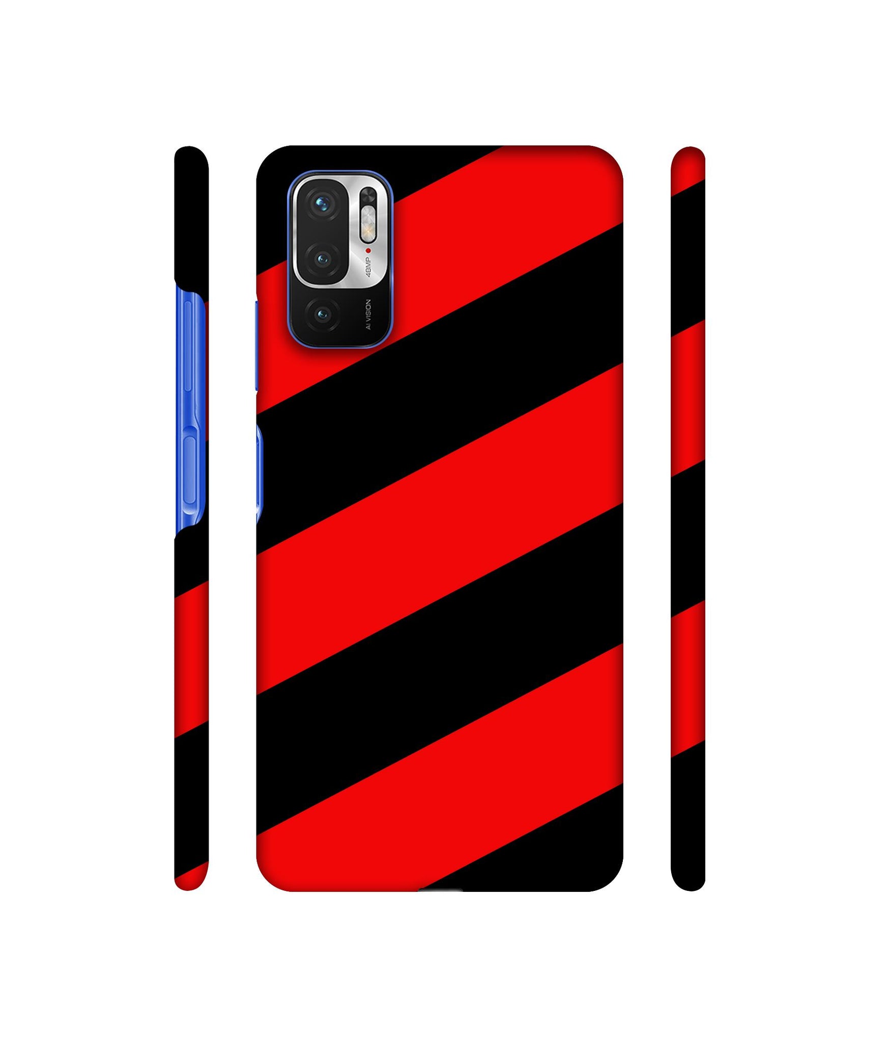Red and Black Line Designer Hard Back Cover for Mi Redmi Note 10T 5G