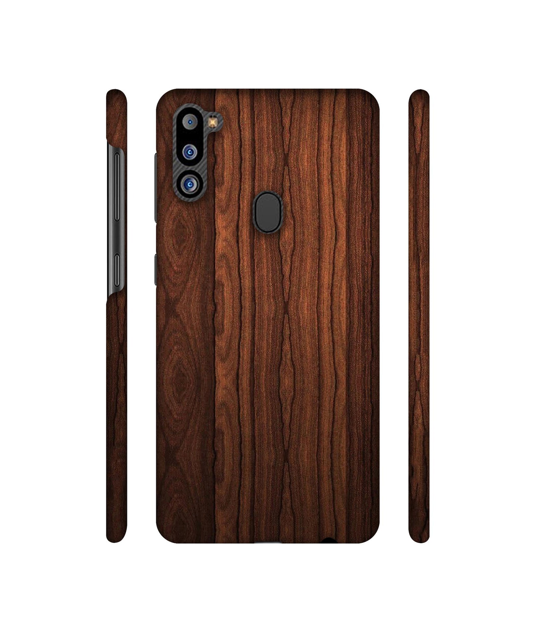 Brown Wooden Texture Designer Hard Back Cover for Samsung Galaxy M21 2021 Edition