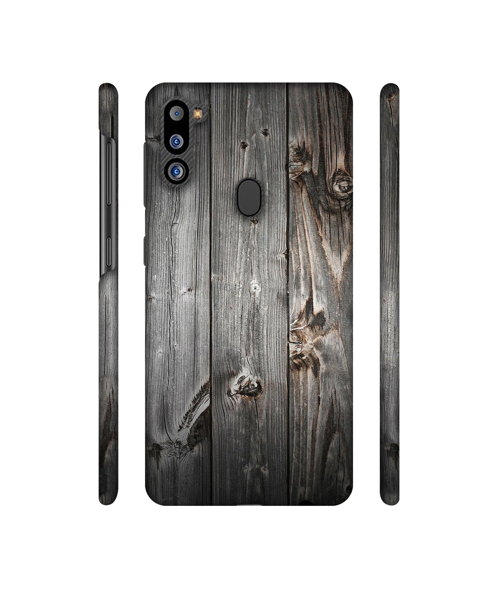 Grey Wooden Texture Designer Hard Back Cover for Samsung Galaxy M21 2021 Edition