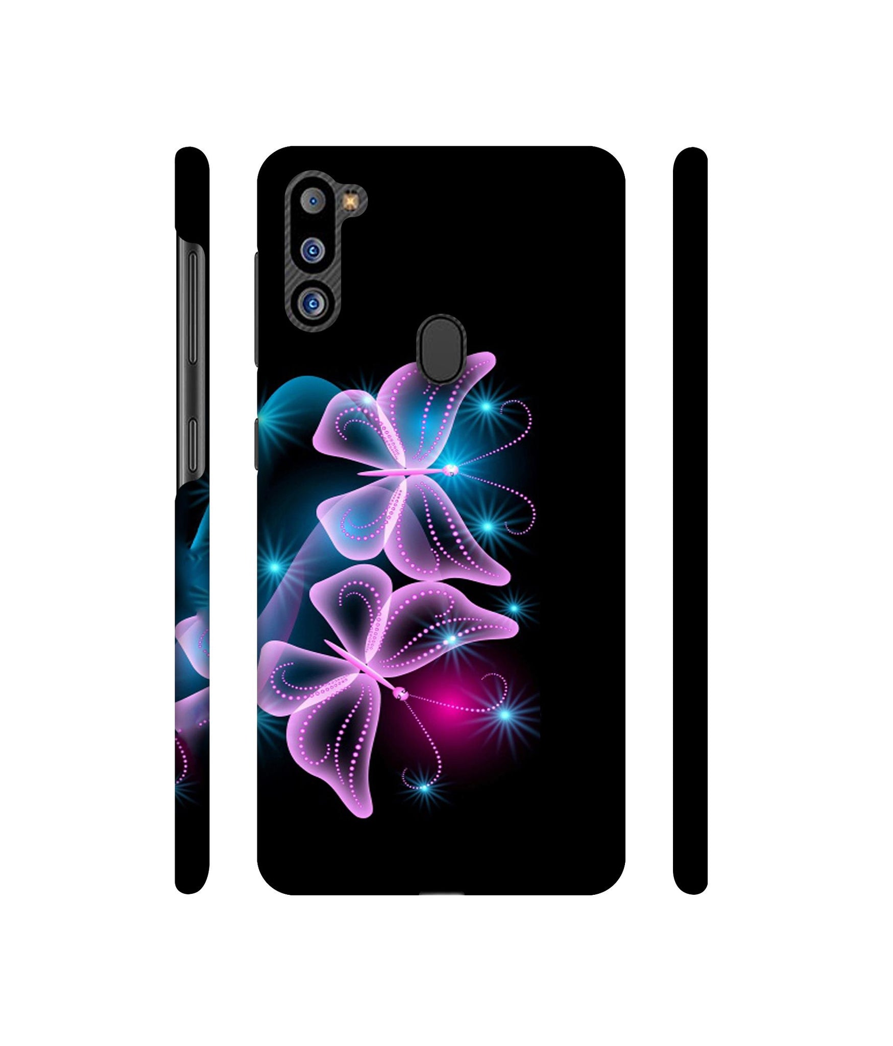Butterflies Neon Light Designer Hard Back Cover for Samsung Galaxy M21 2021 Edition