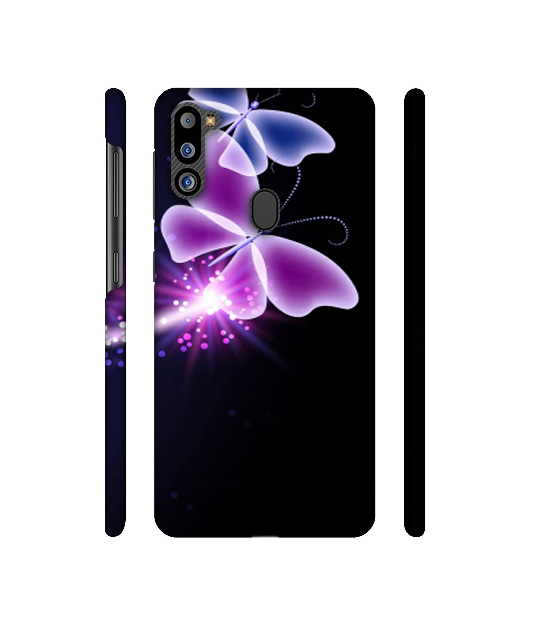 Neon Butterfly Light Abstract Shine Designer Hard Back Cover for Samsung Galaxy M21 2021 Edition